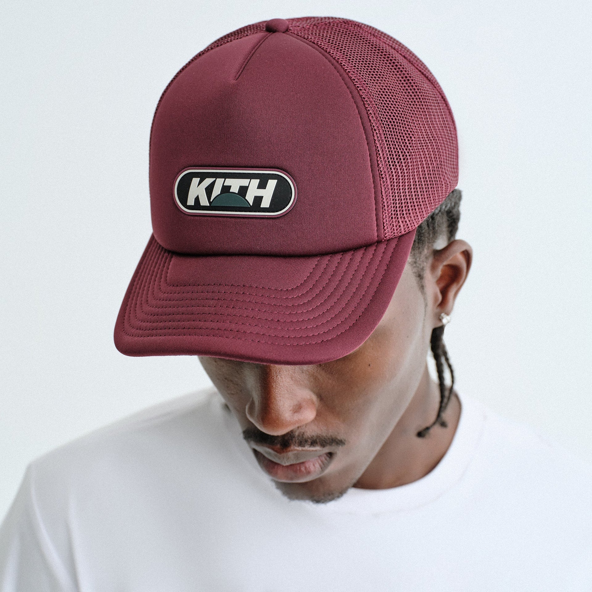 Kith Poly Foam Nolan Trucker Hat with Rubber Patch - Magma