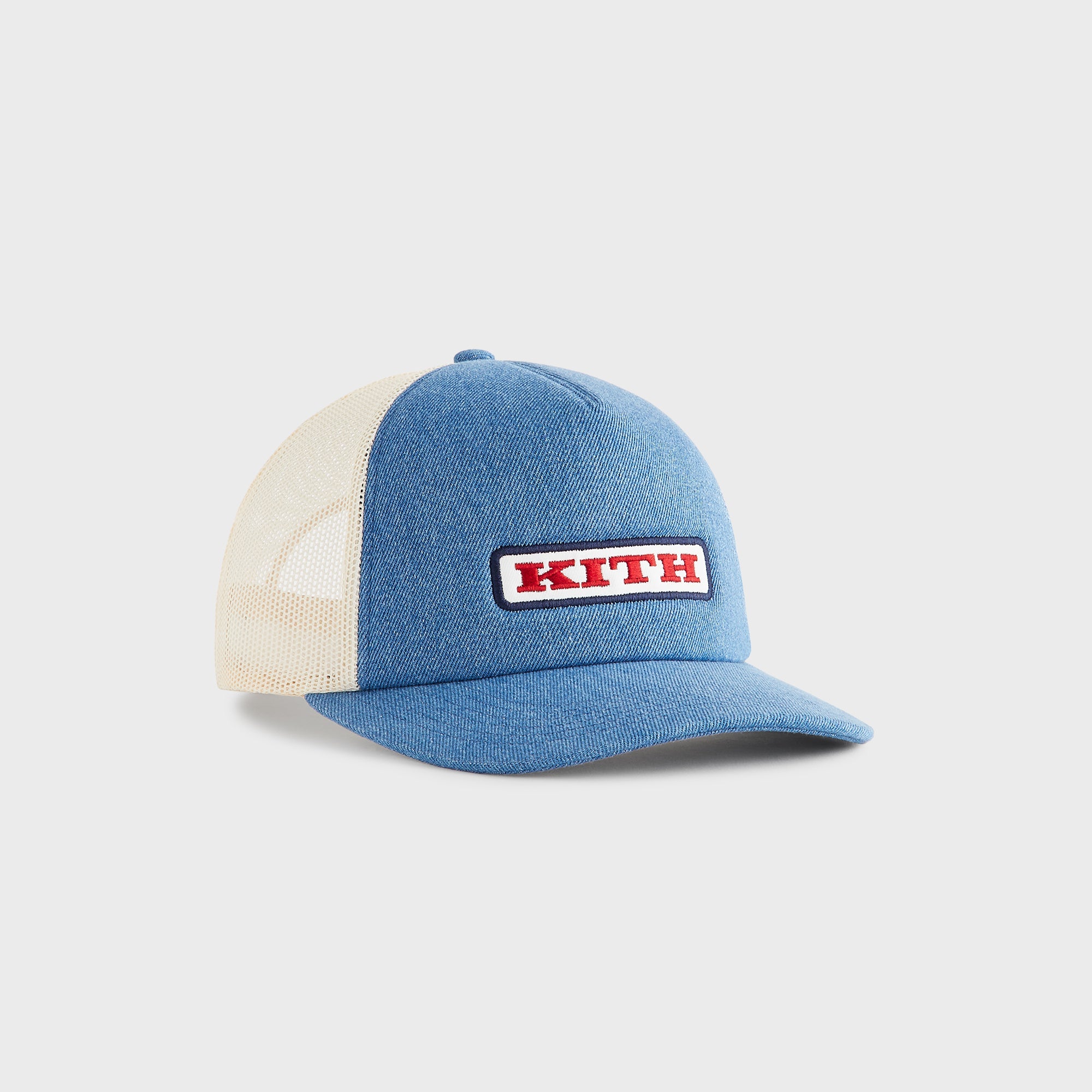 Kith Legacy Denim Nolan Trucker Hat - Mid Indigo – Kith UK
