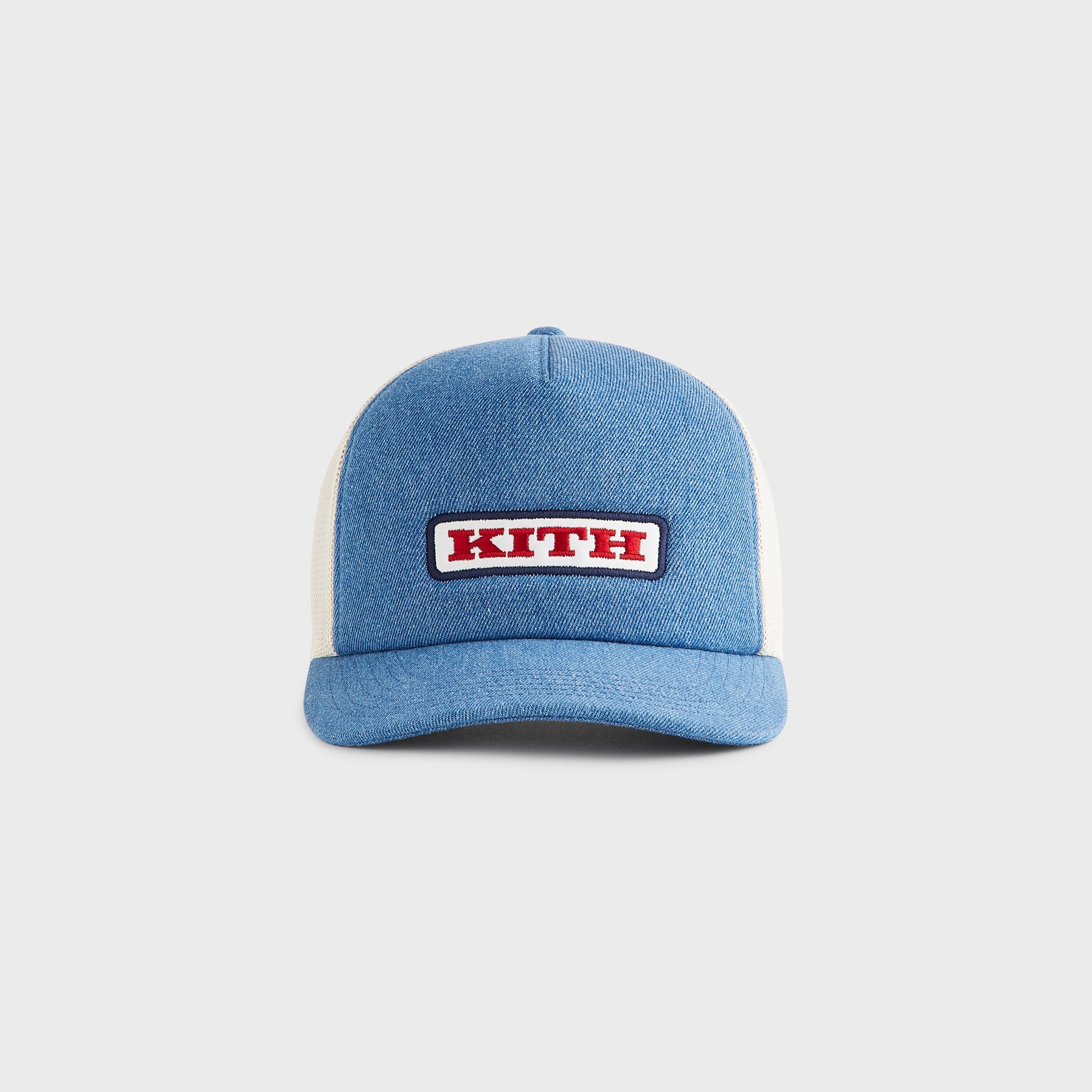 Kith Legacy Denim Nolan Trucker Hat - Mid Indigo – Kith UK