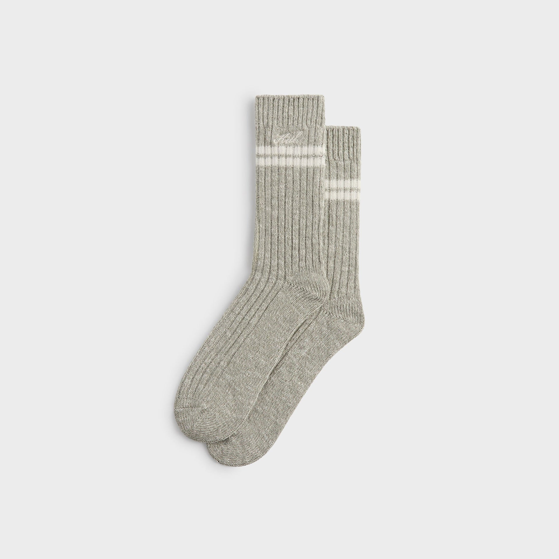 Kith Calf Stripe Marled Crew Sock - Light Heather Grey