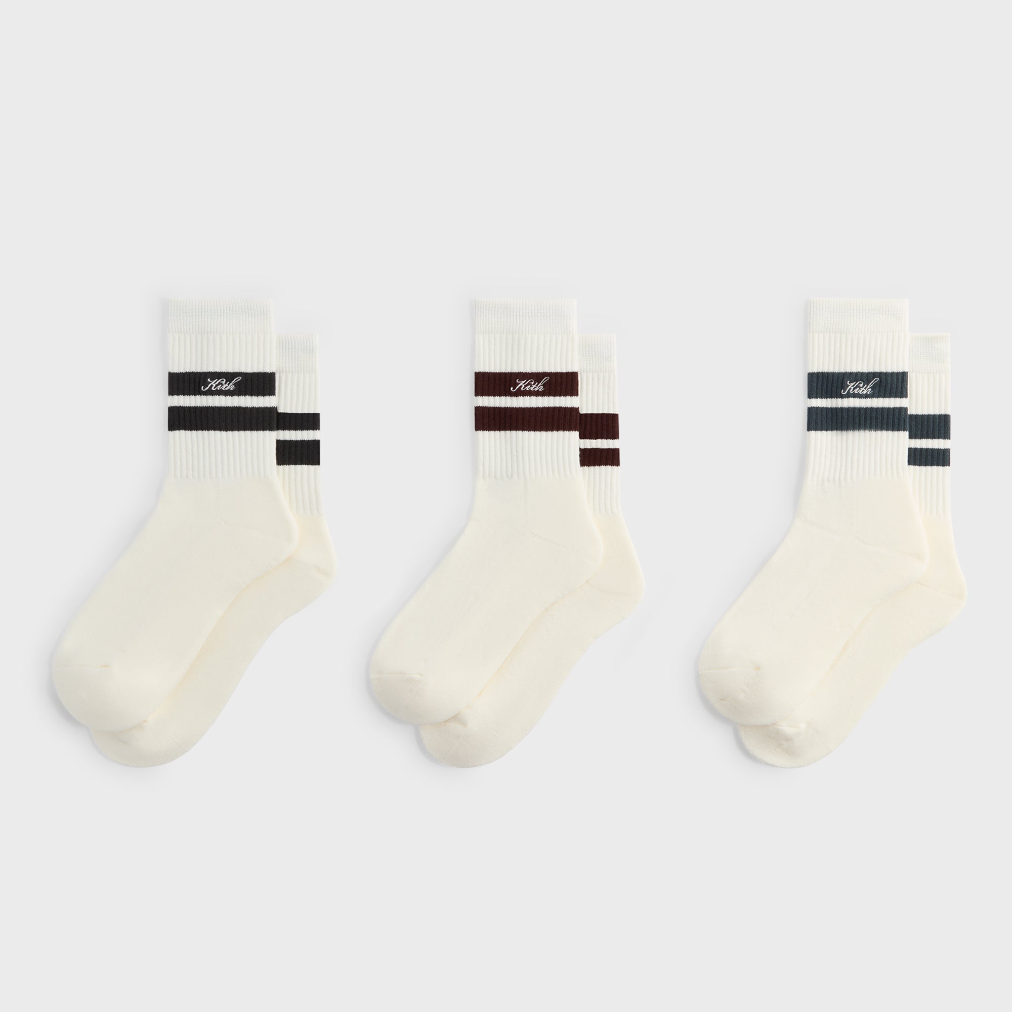 レッグウェア Kith Variegated Stripe Crew Socks Kith 3-Pack Double Stripe Crew Socks - Silk – Kith UK