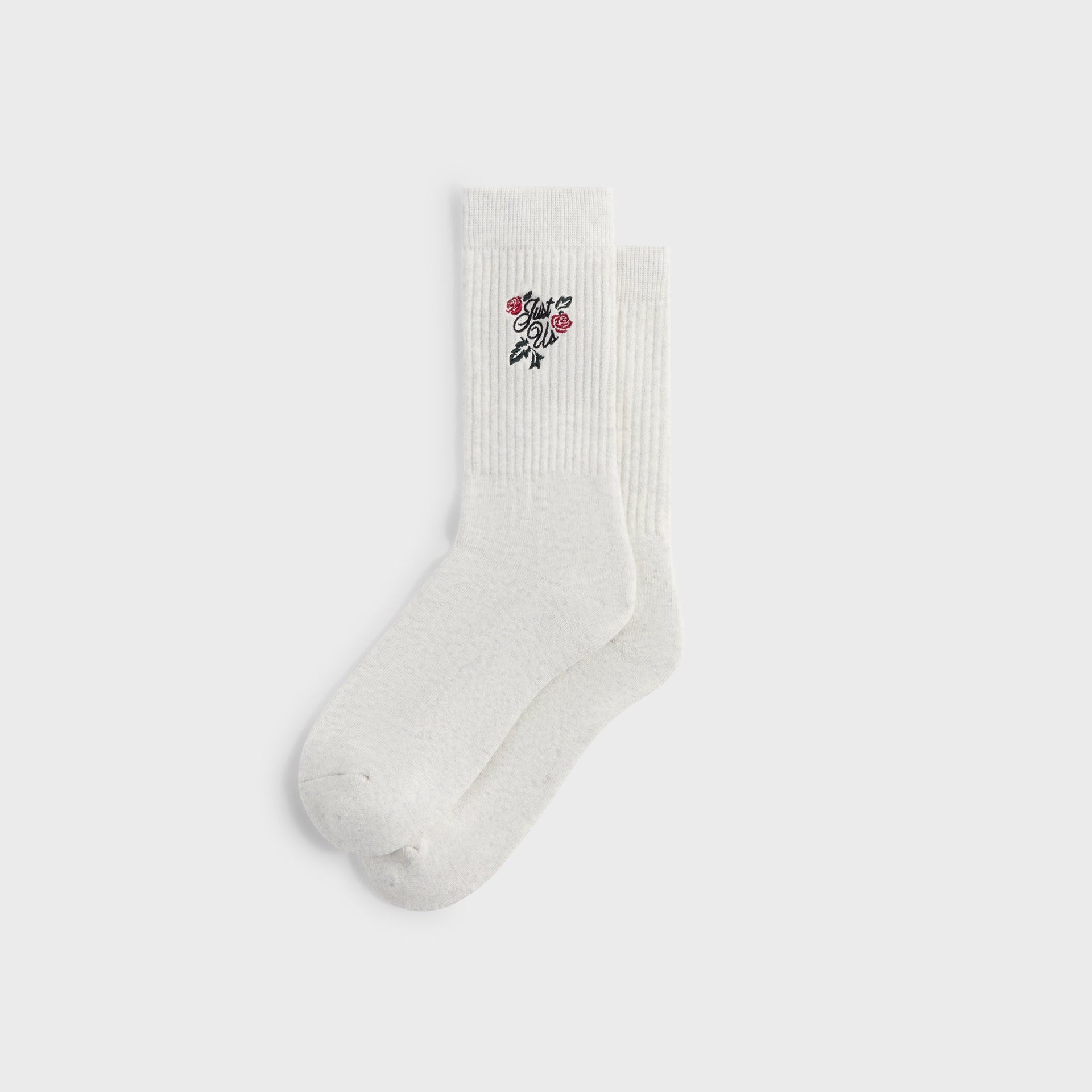 Kith Embroidered Rose Crew Socks - Light Heather Grey