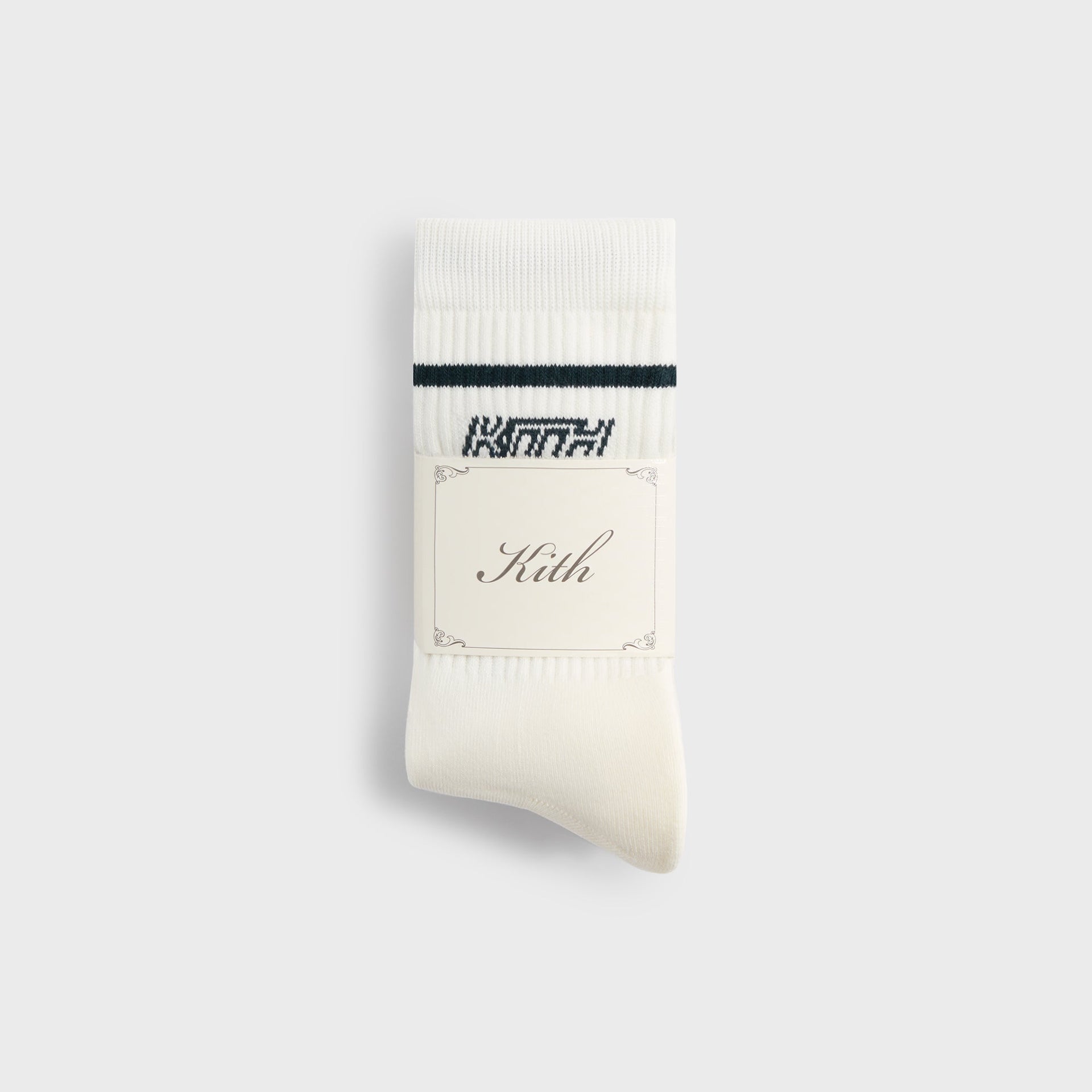 Kith 3-Pack Logo Crew Socks - White / Grey