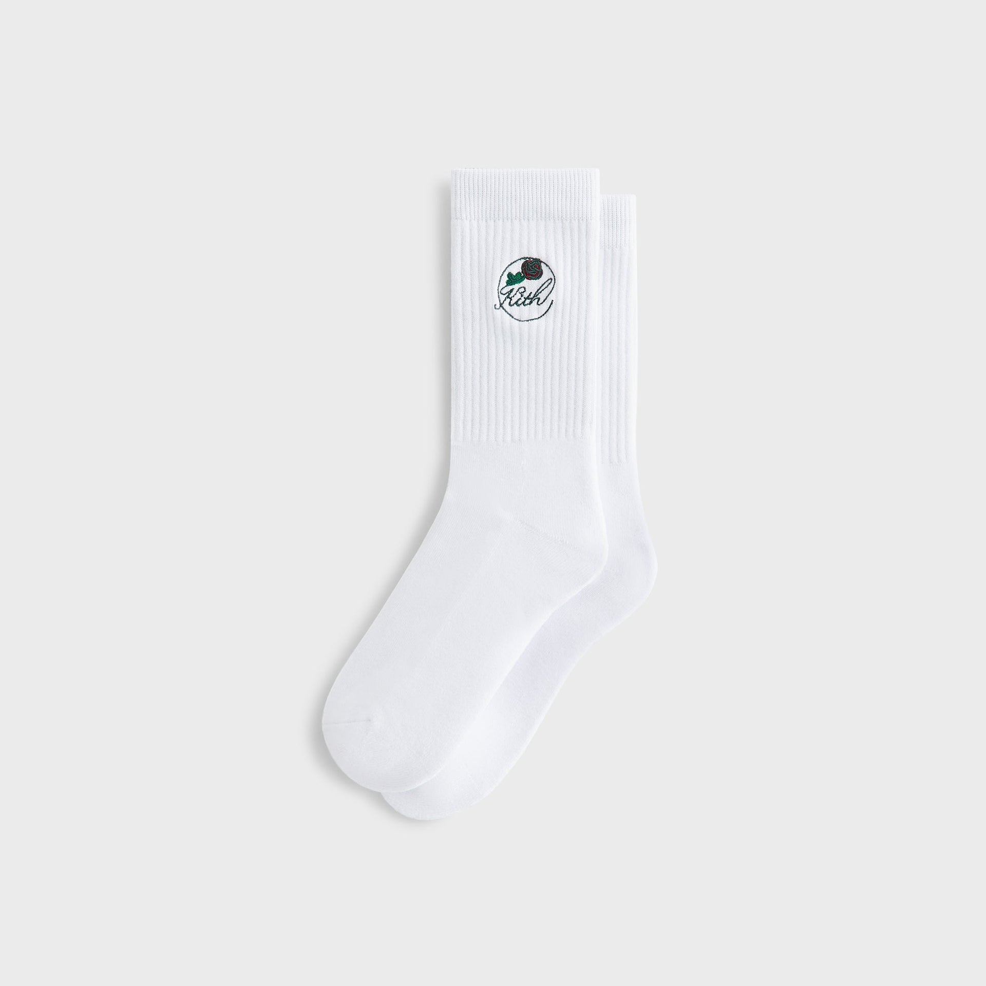 Kith Rose Script Cotton Crew Socks - White