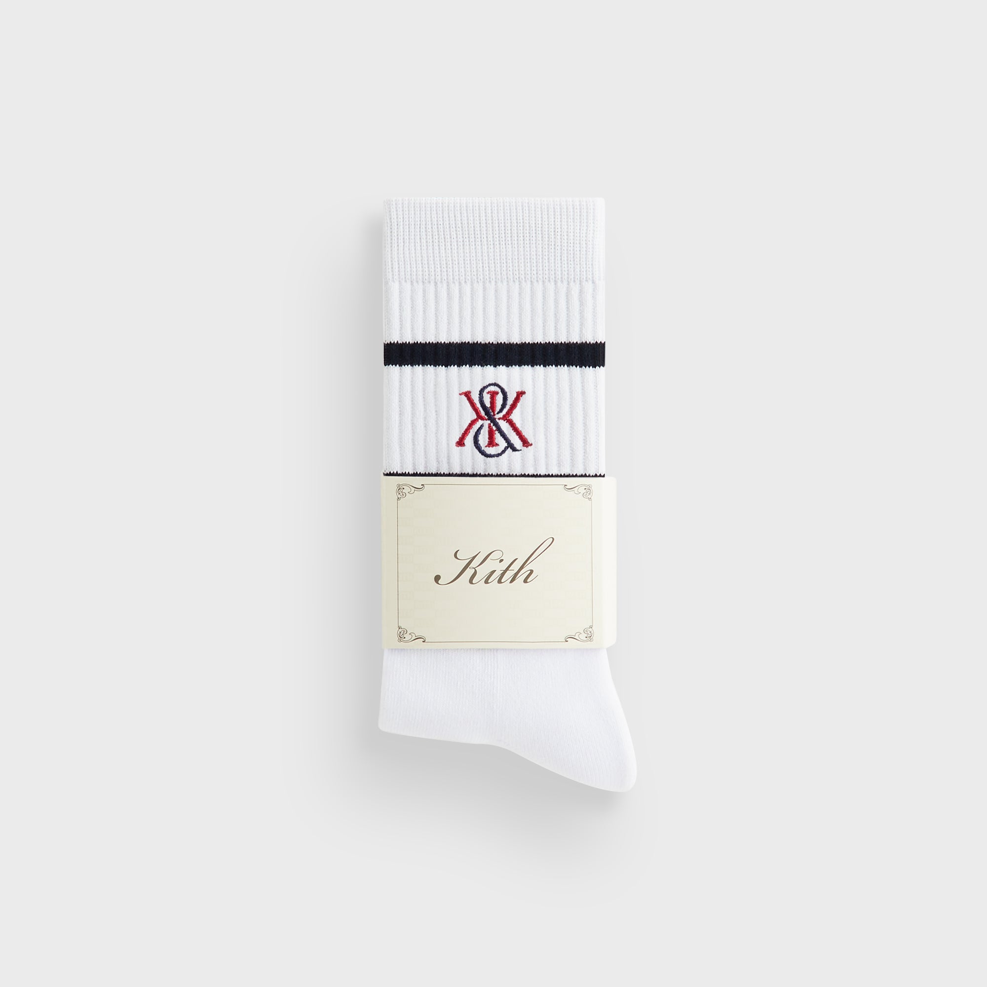 レッグウェア Kith 3-Pack Crest Crew Socks Kith 3-Pack K Crest Striped Cotton Crew Socks - White – Kith UK
