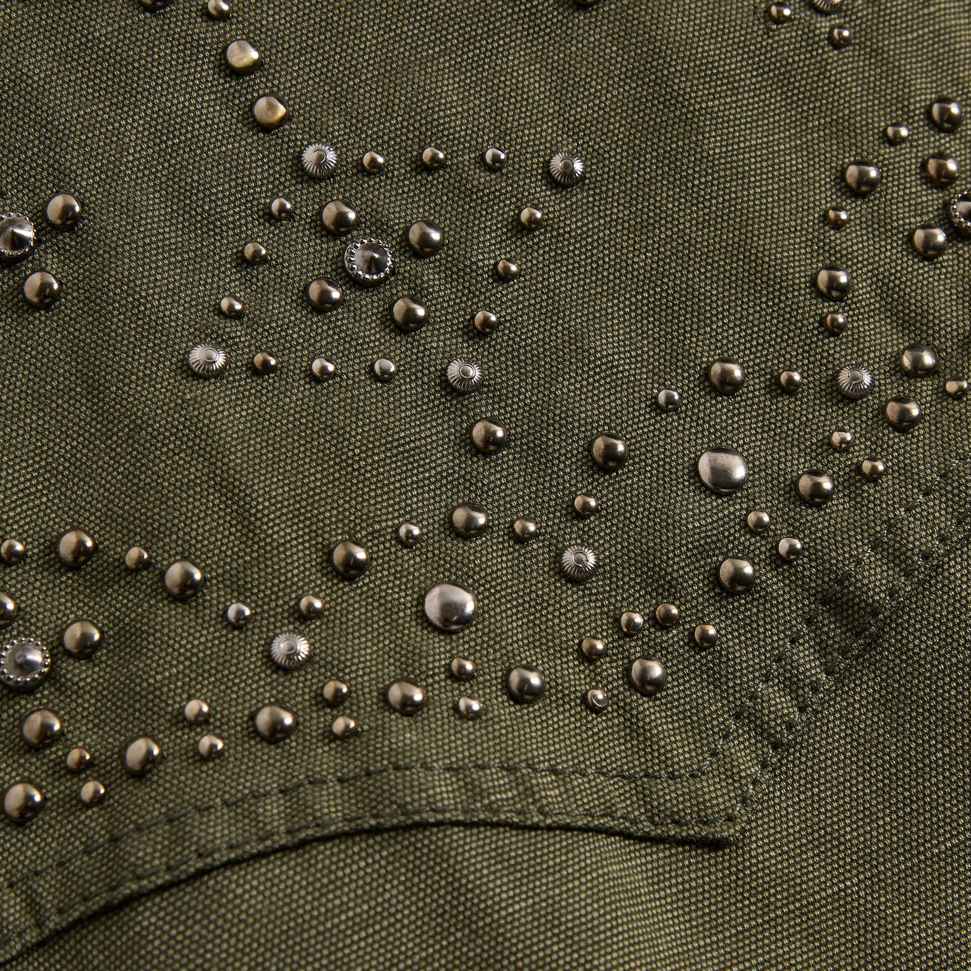 &Kin Studded Canvas Rhysand Jacket - Moss