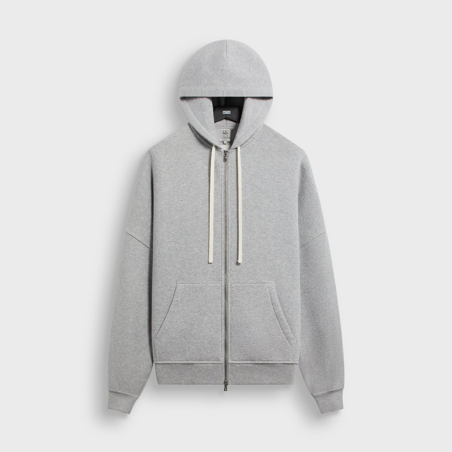 &Kin Plush Fleece Hiroshi Zip Front Hoodie - Medium Heather Grey