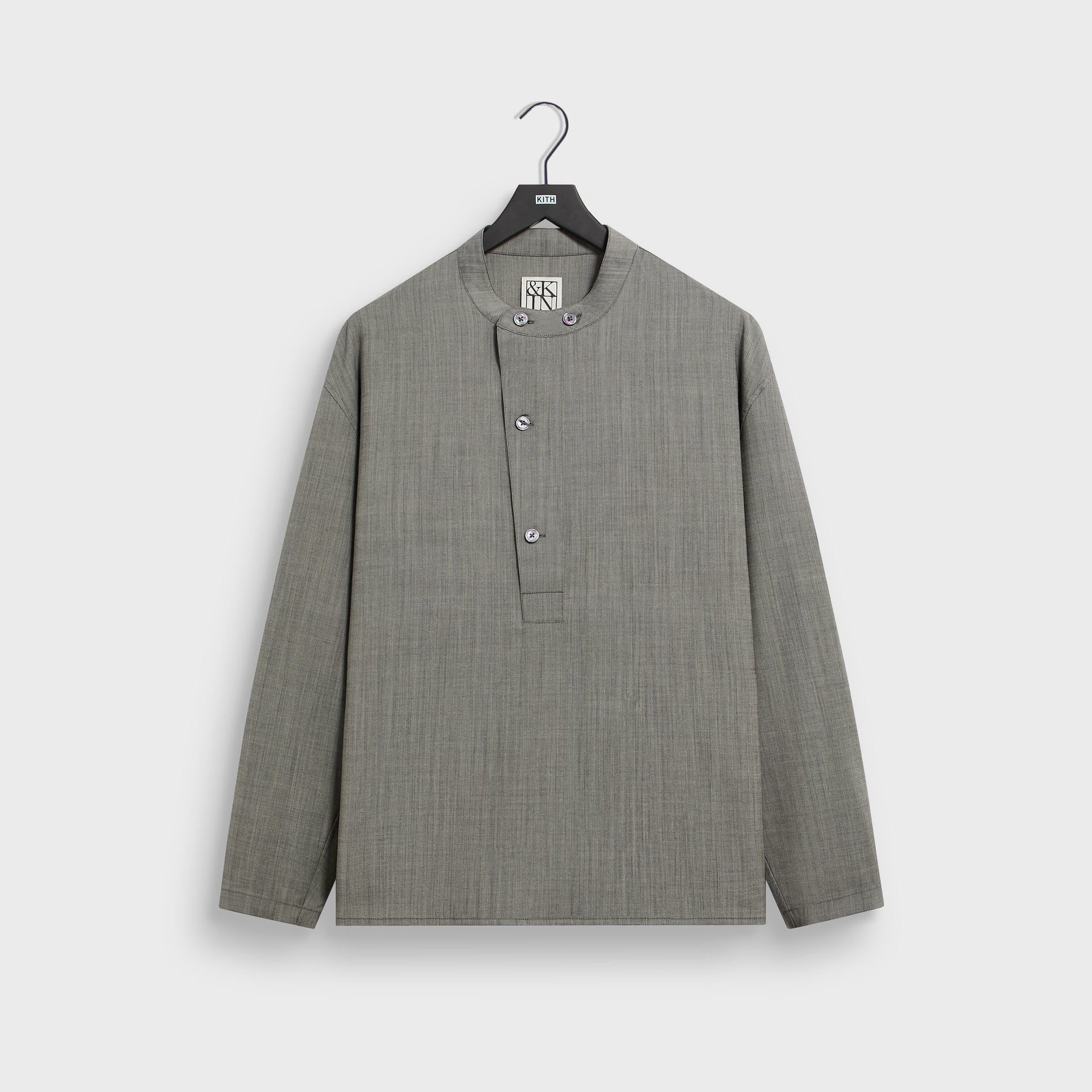 &Kin Tropical Wool Leven Shirt - Grey Melange