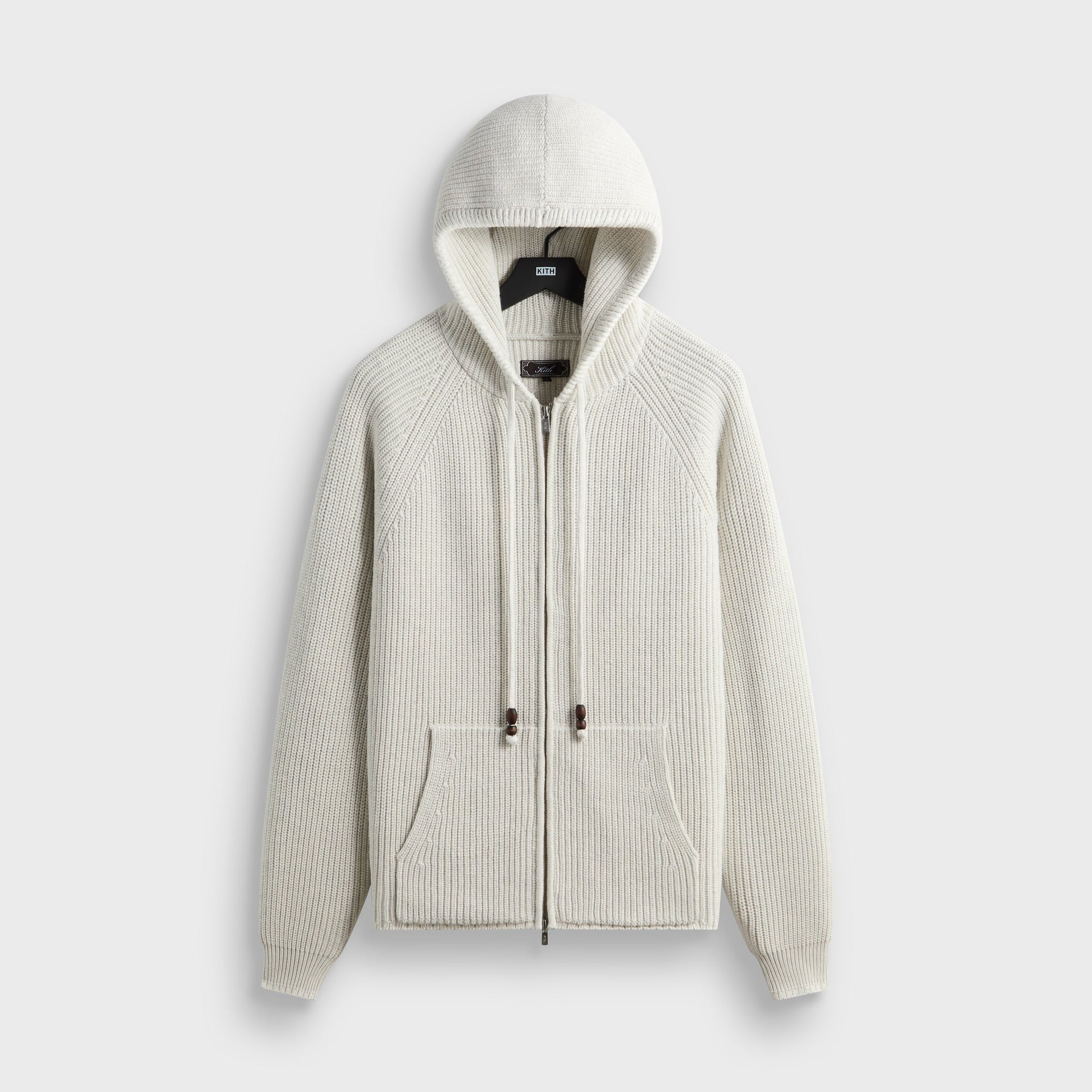 Kith Full Zip Knit Miles Hoodie - Light Heather Grey