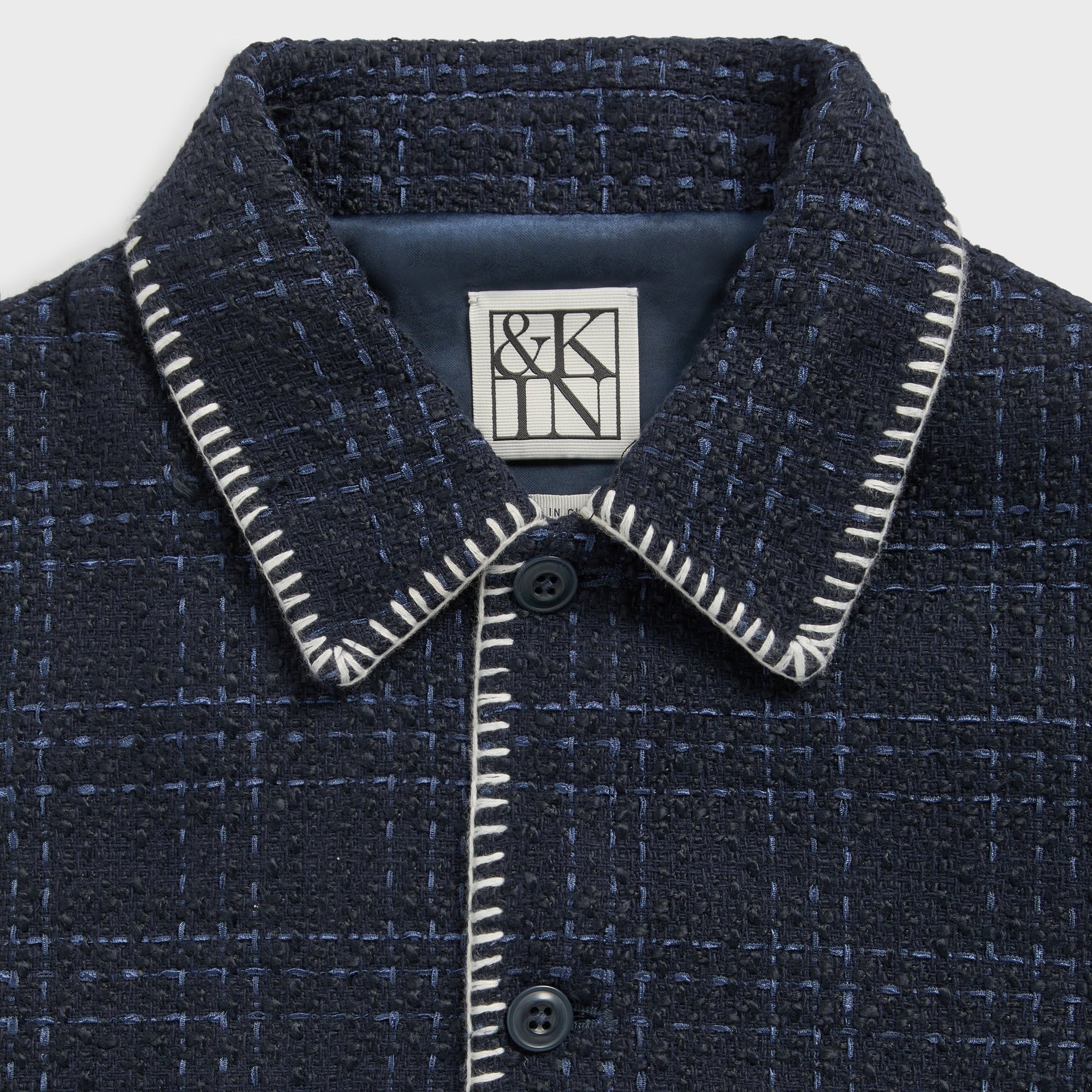 &Kin Tweed Boxy Collared Overshirt - Nocturnal - PH