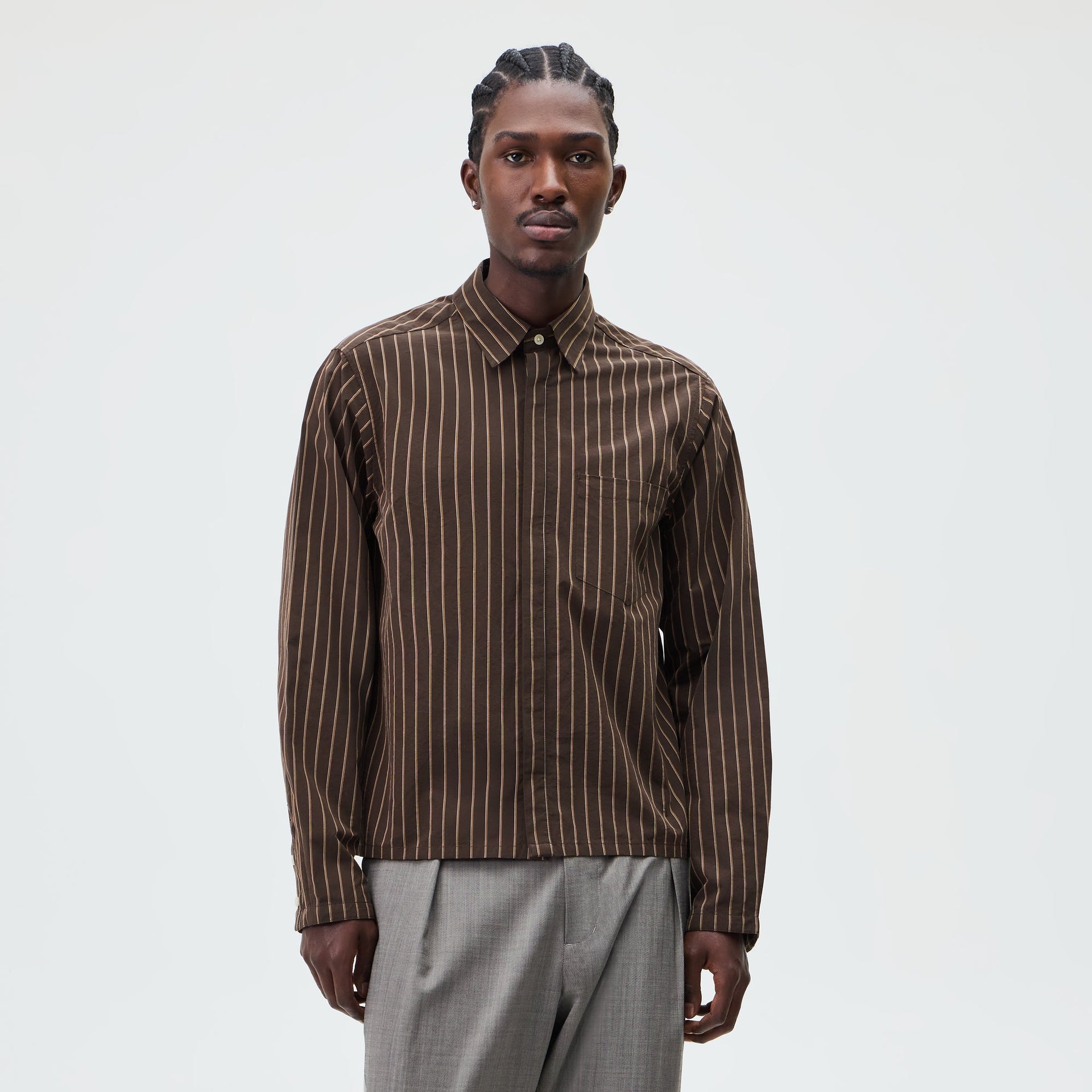 &Kin Striped Poplin Nico Shirt - Derby