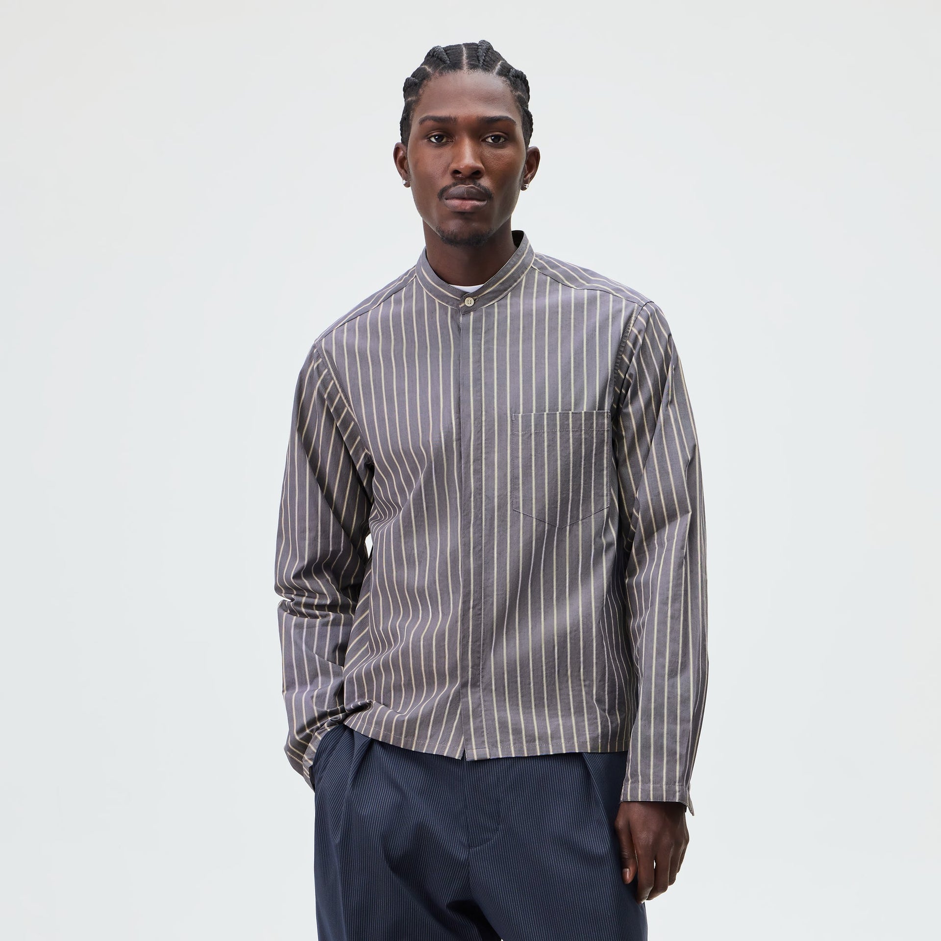 &Kin Striped Poplin Nico Shirt - Chasm - PH