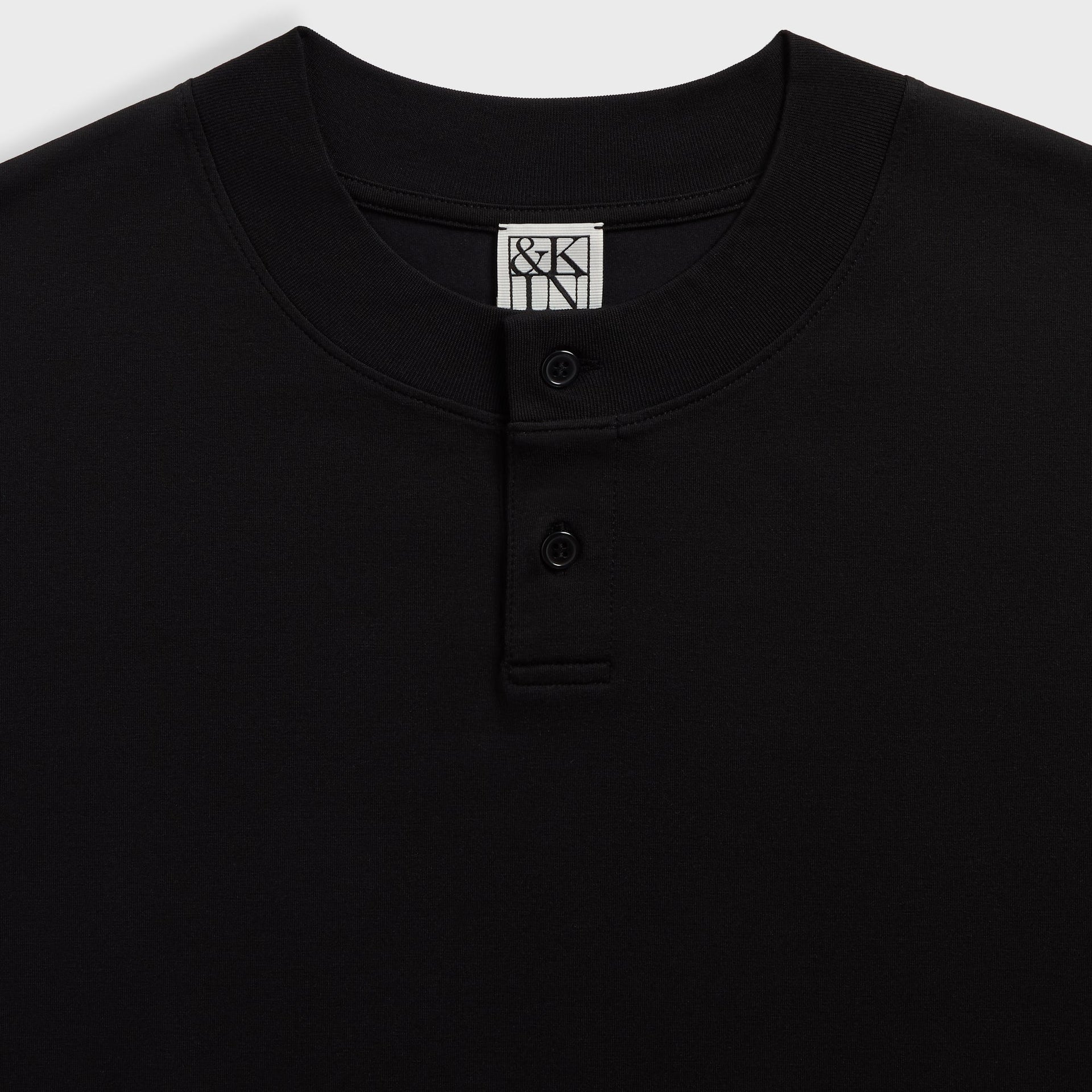 &Kin Albie Henley Tee - Black - PH