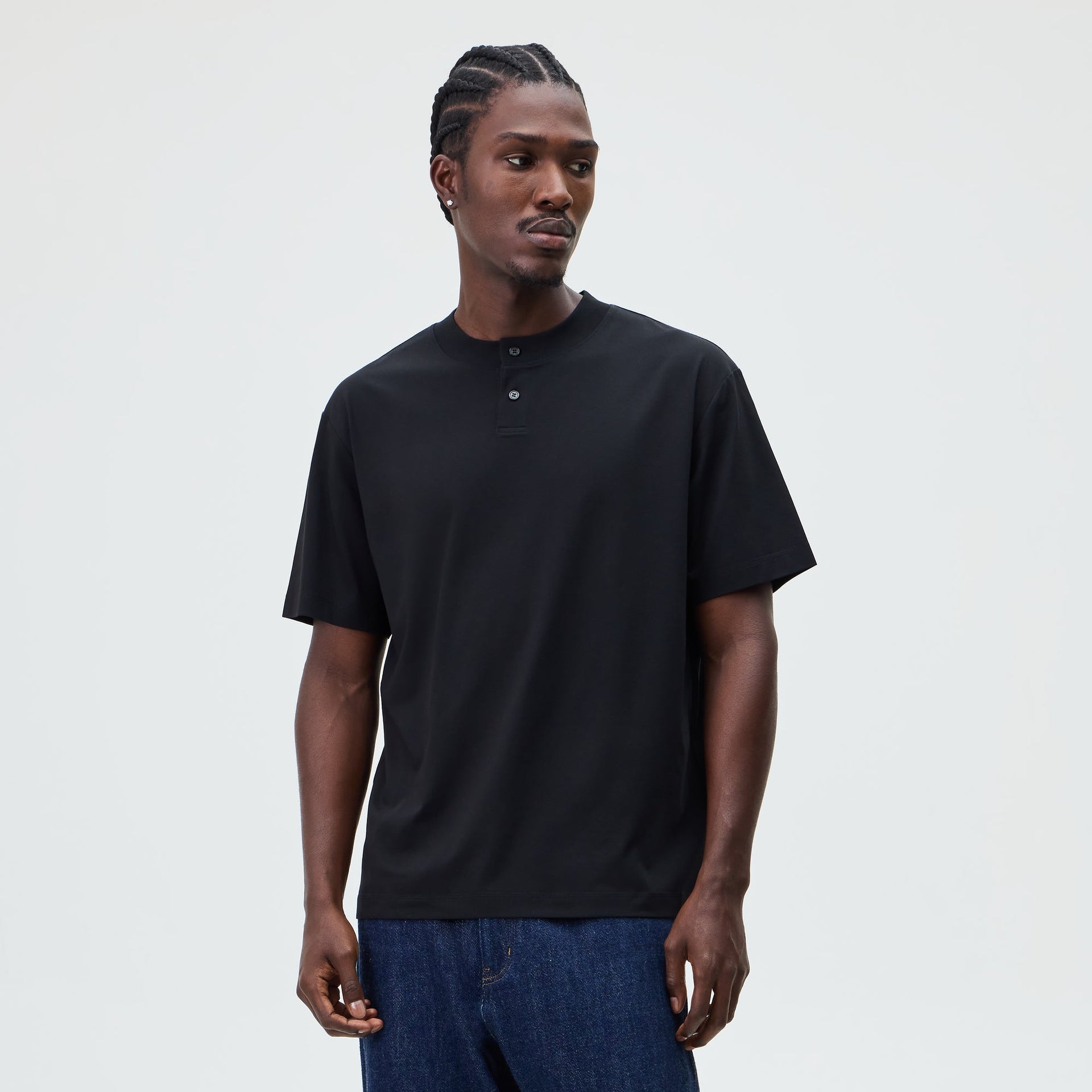 &Kin Albie Henley Tee - Black
