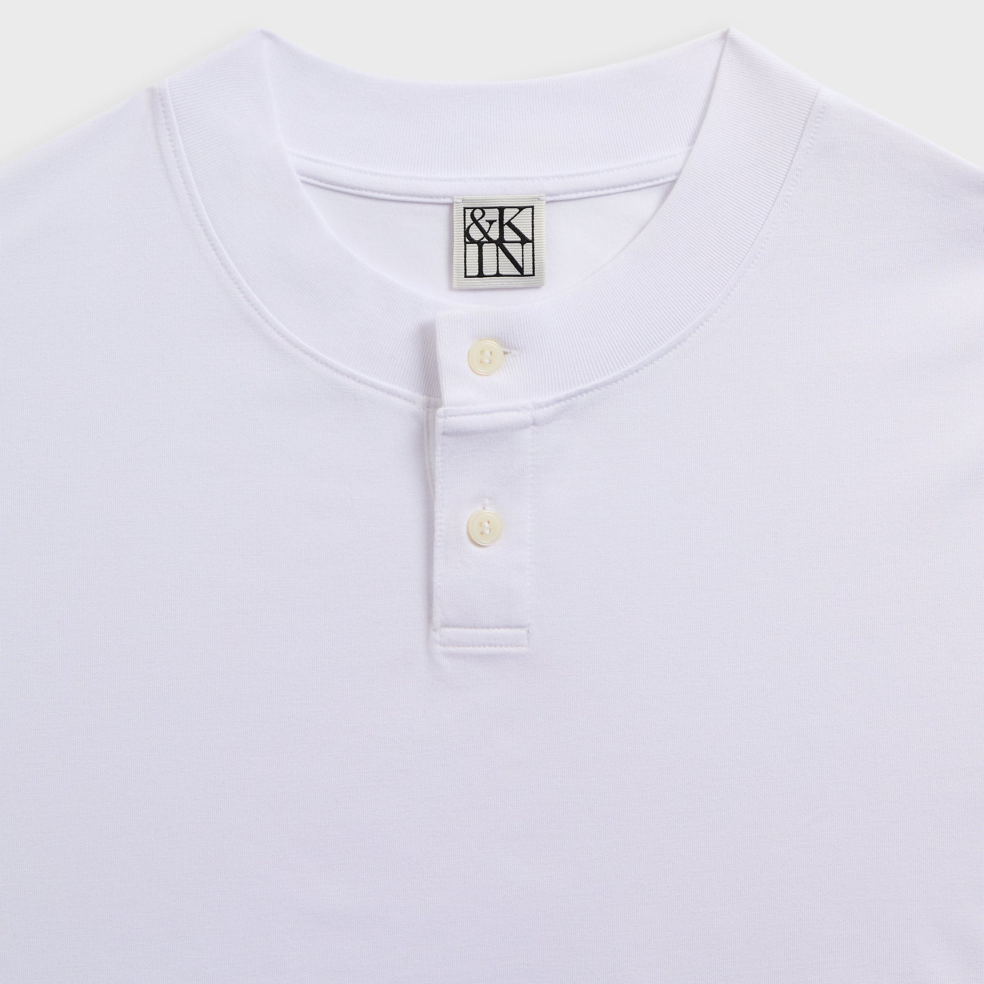 &Kin Albie Henley Tee - White