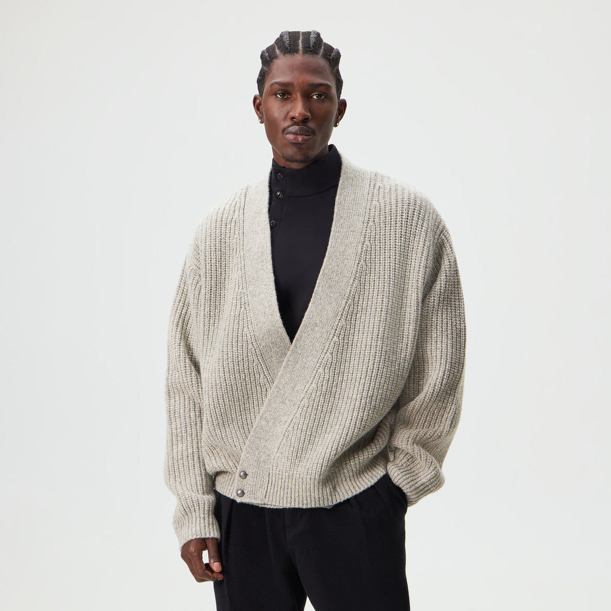 &Kin Charles Crossover Cardigan - Heather Grey