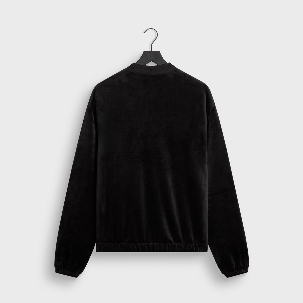 Kith Plush Double Fleece Strauss Cardigan in black, back view, plush velour cardigan