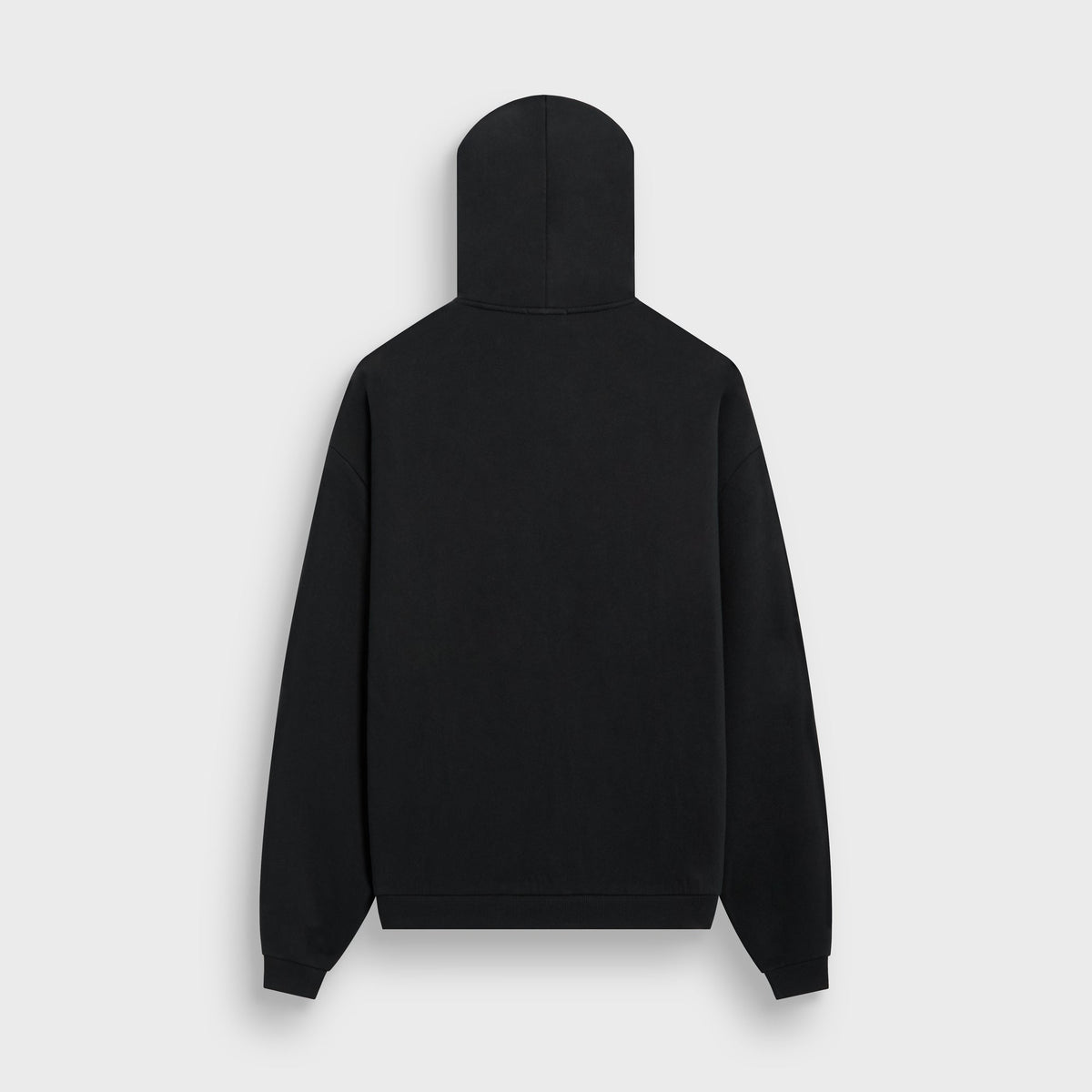 Kith Braxton Full Zip in black, back view, with hood and ribbed hem
