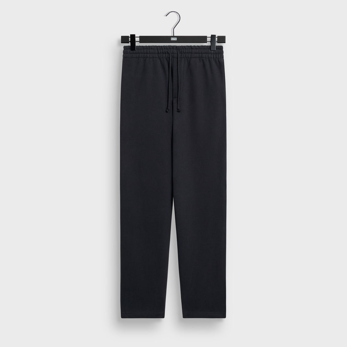 Kith Sueded French Terry Bryson Sweatpant in black, front view, relaxed sweatpants