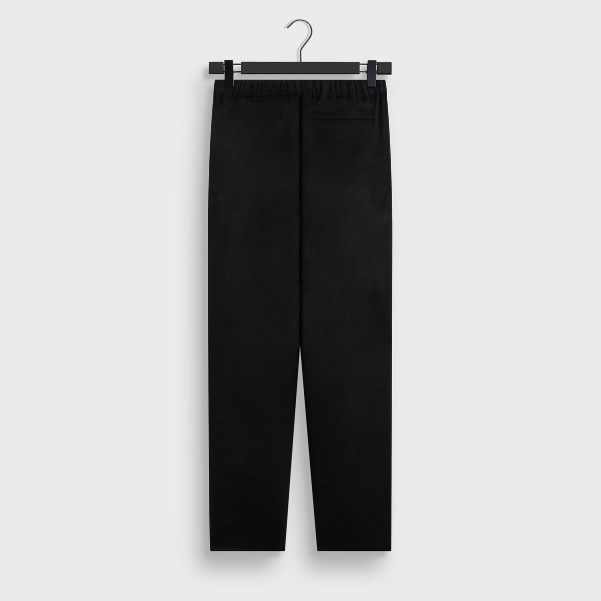 Kith Double-Face Wool Avi Pant in black, back view, with welt pocket