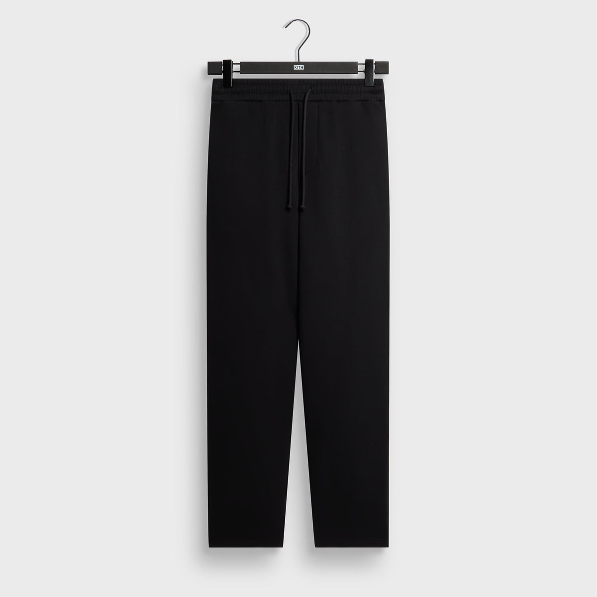 Kith Bryson Sweatpant in black, front view, relaxed fleece joggers