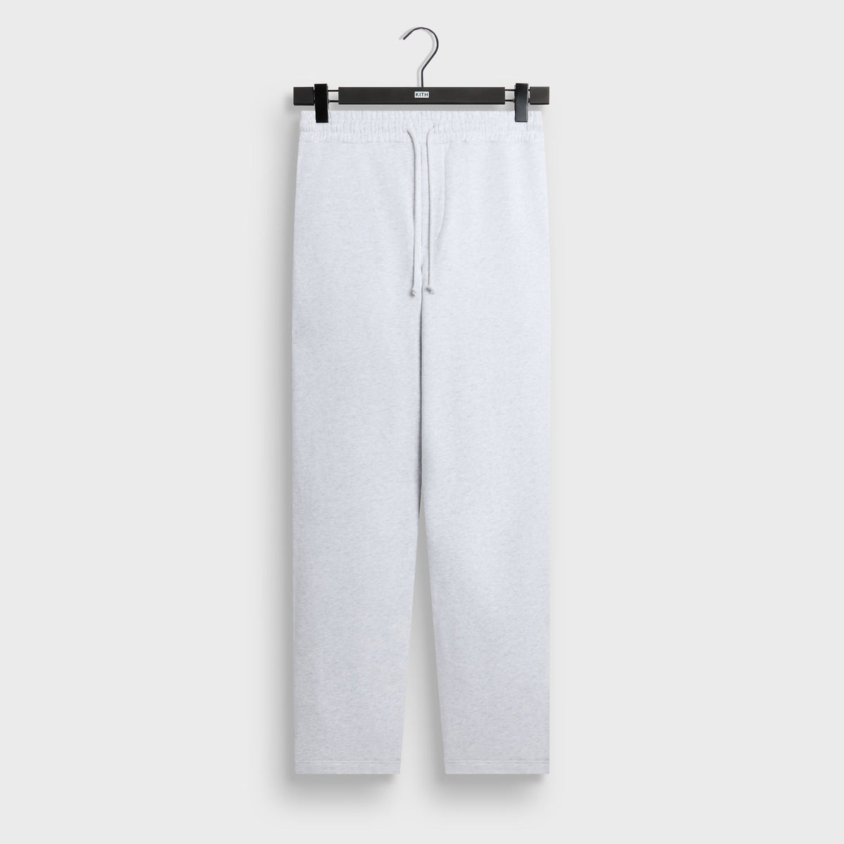Kith Bryson Sweatpant in light heather grey, front view, relaxed fleece joggers