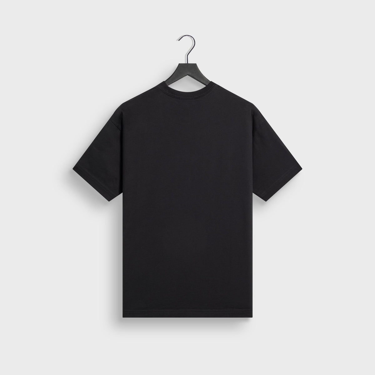 Kith Retro Logo Tee in black, back view, plain short-sleeve tee