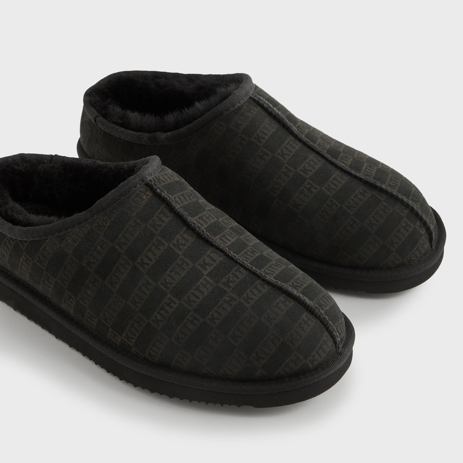 Kithmas Monogram Shearling Slippers - Black