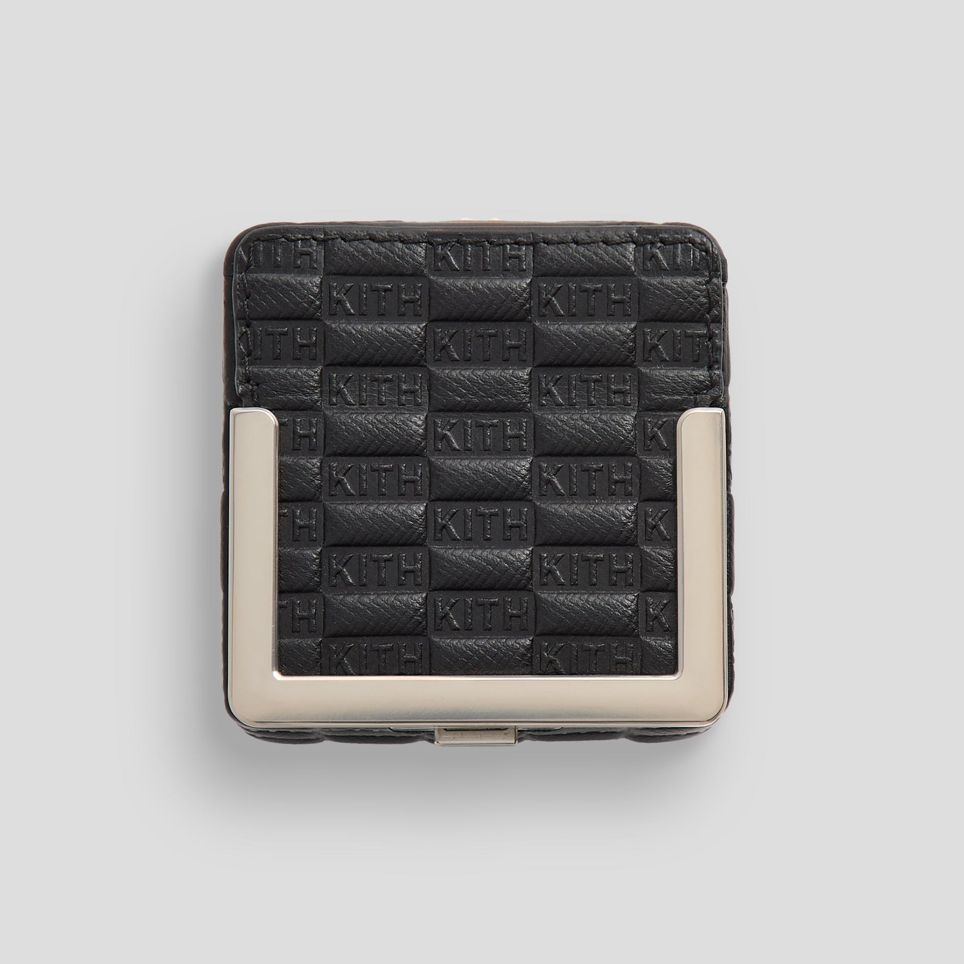 Kithmas Monogram Saffiano Leather Square Frame Jewelry Case - Black