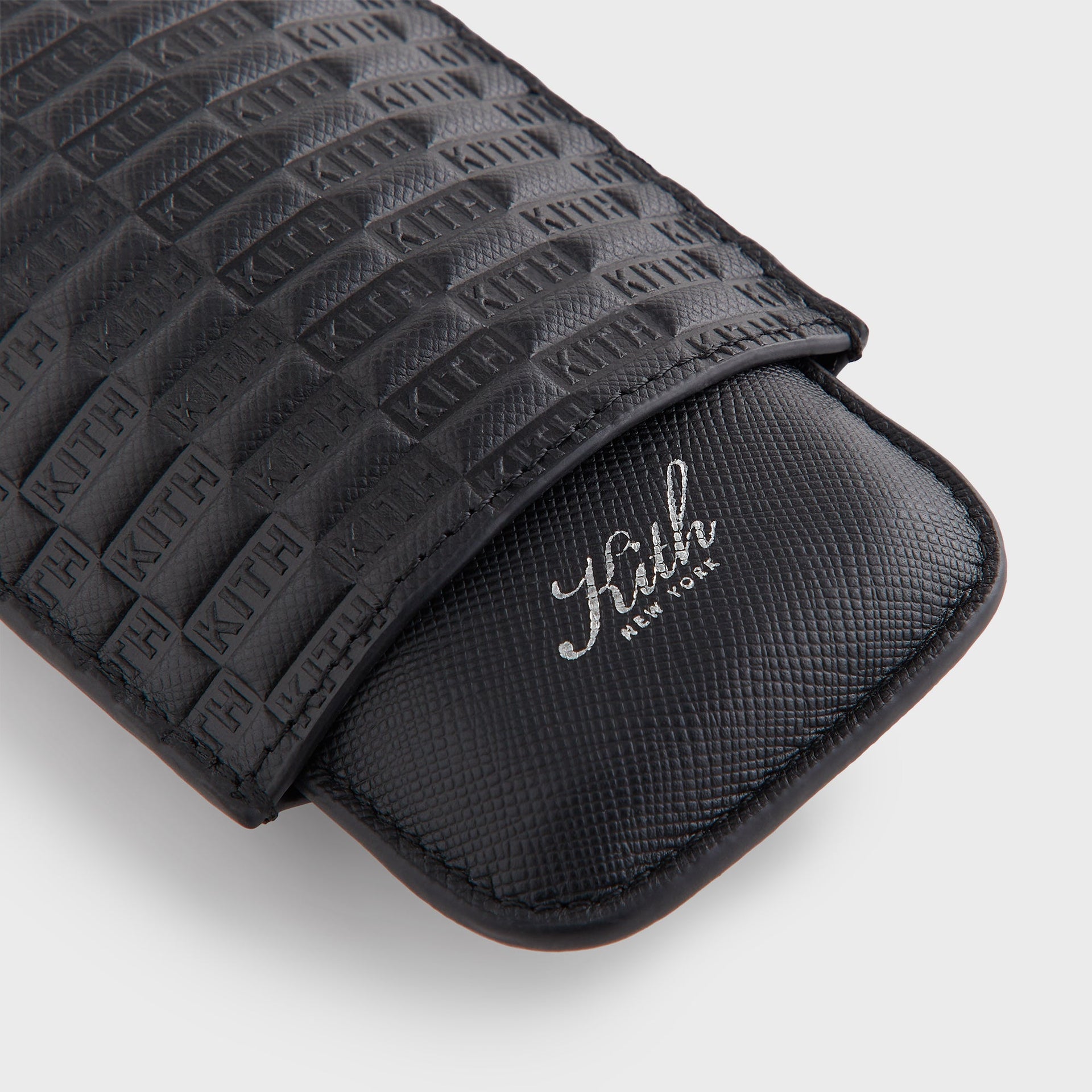 Kithmas Monogram Saffiano Leather Cigar Case - Black