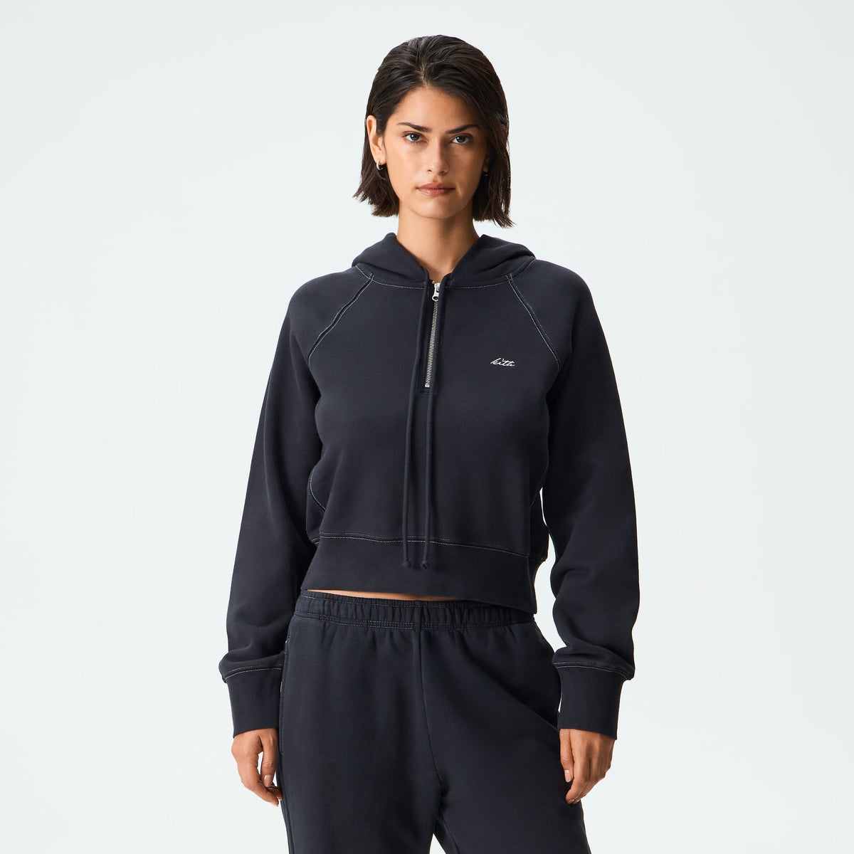 Kith Women Mikol Half Zip Hoodie - Black Beauty - PH