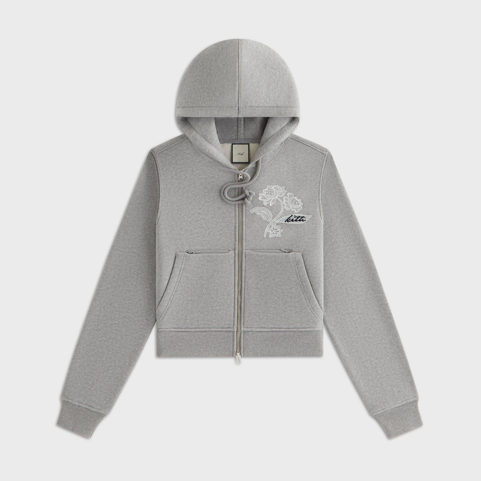 Lisa for Kith Women Tye Embroidered Lace Zip Hoodie - Cool Heather