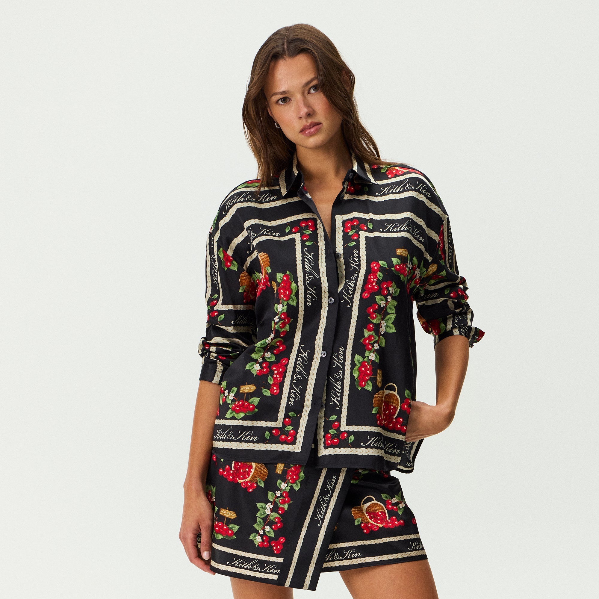 Kith Women Siena Cherry Button Up Shirt - Black – Kith UK