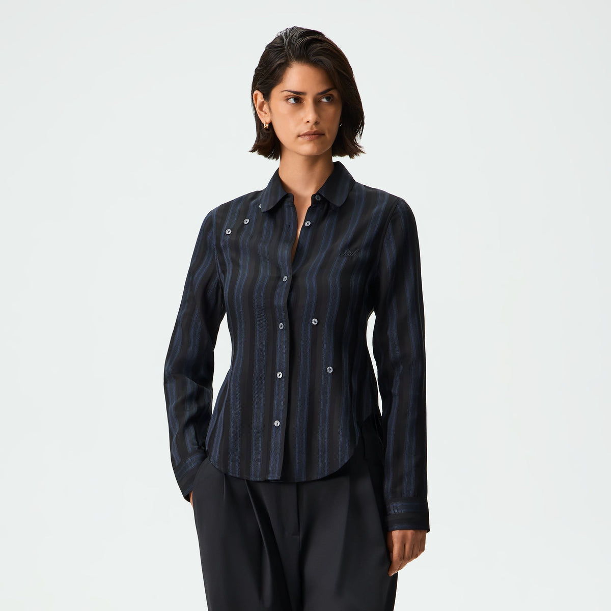 Kith Women Sidney Stripe Asymmetrical Shirt - Placid
