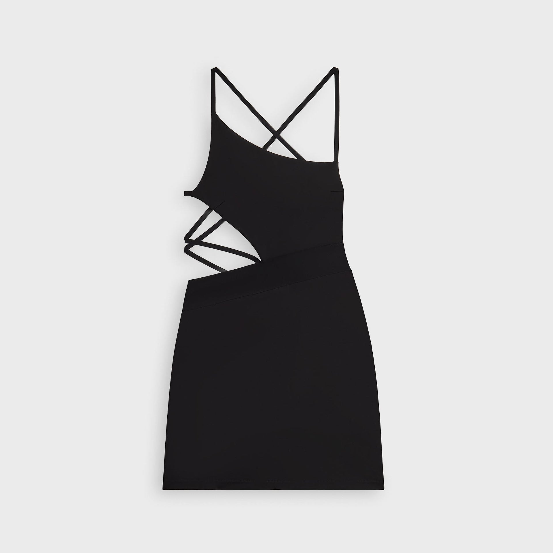 Lisa for Kith Women Voyez Asymmetrical Strap Mini Dress - Black Kith UK Lisa for Kith Women Voyez Asymmetrical Strap Mini Dress - Black Kith UK