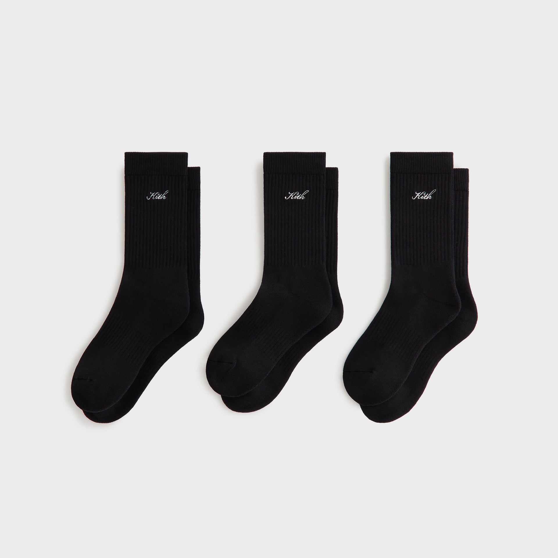 Kith Women Script Classic 3-Pack Crew Socks - Black