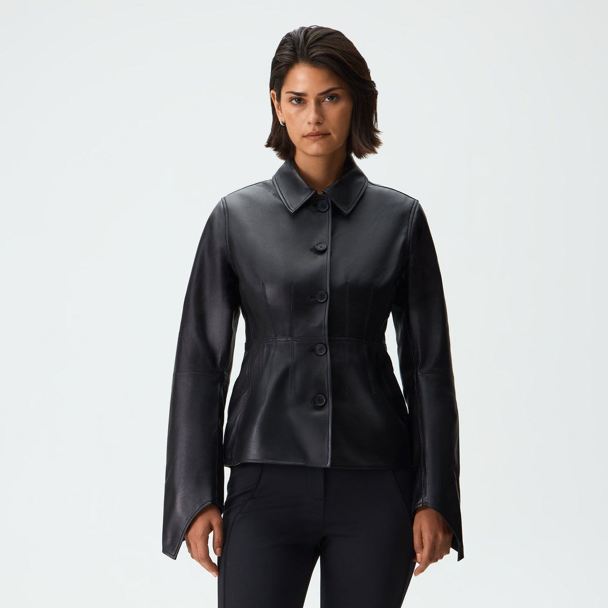 Kith Women Vivien Leather Corset Jacket - Black