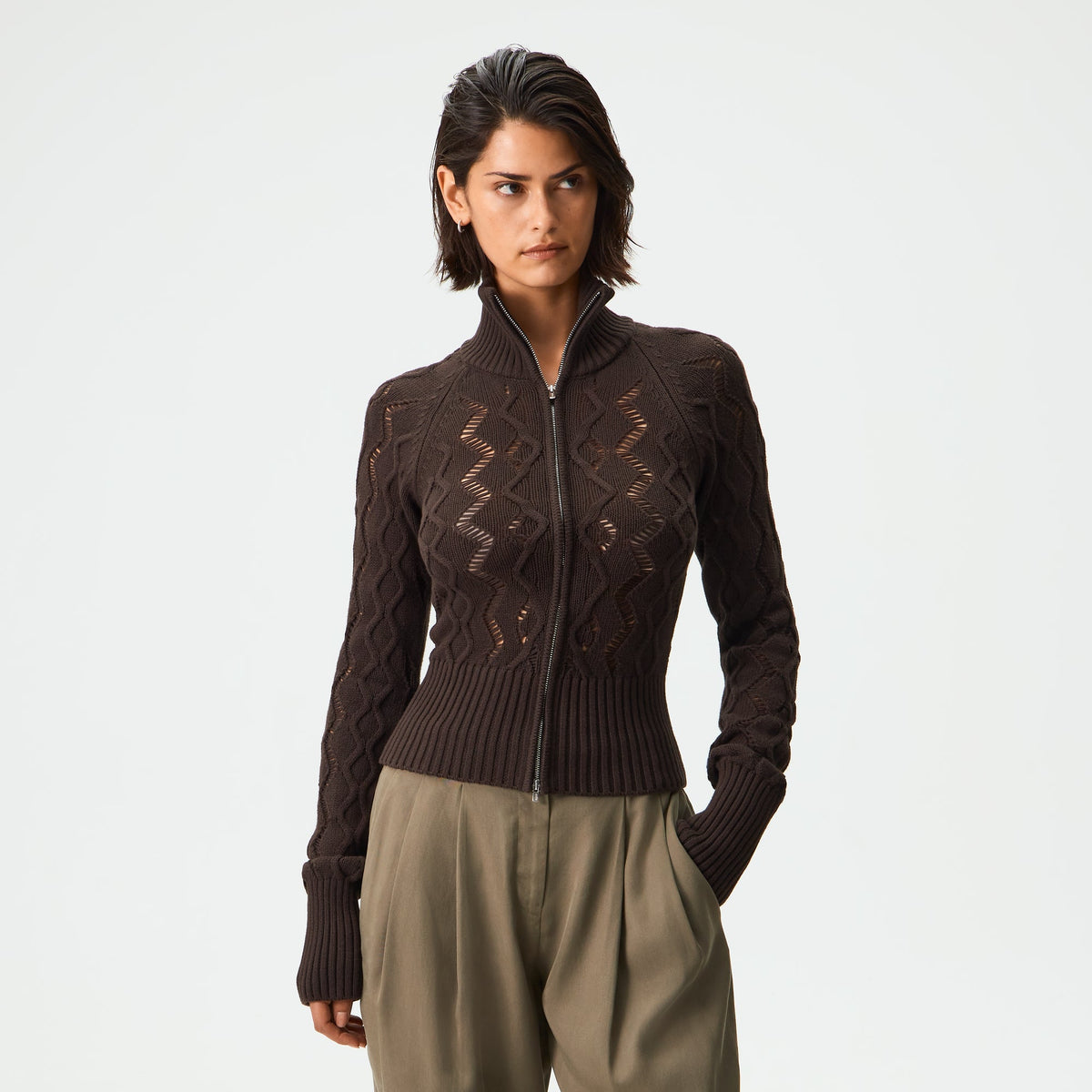 Kith Women Ina II Crochet Cable Zip Track - Incognito