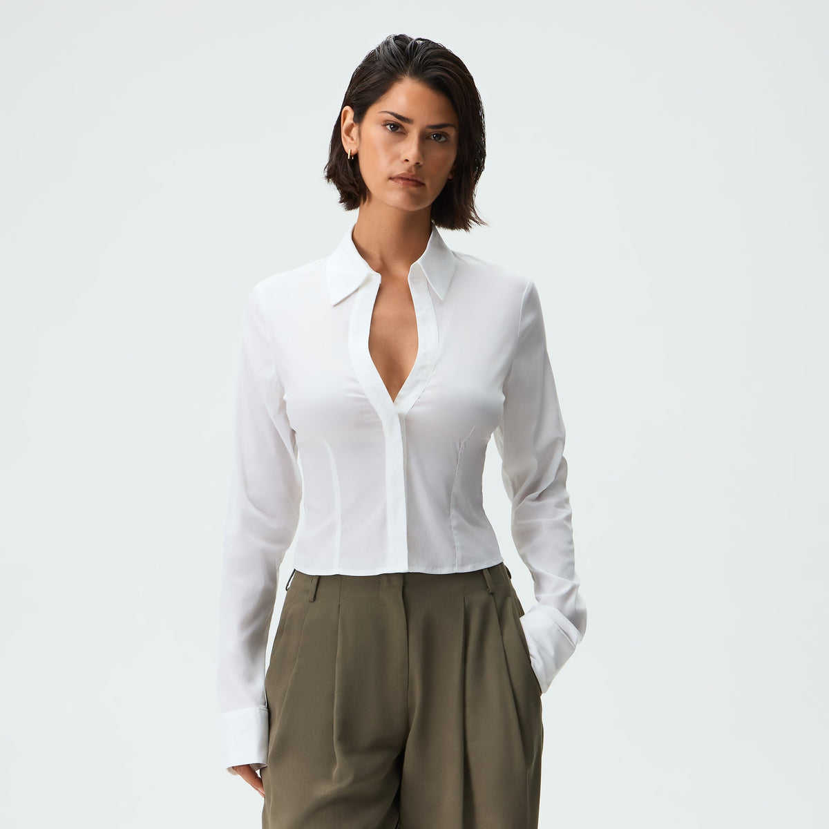 Kith Women Camilla Plunge Shirt - White