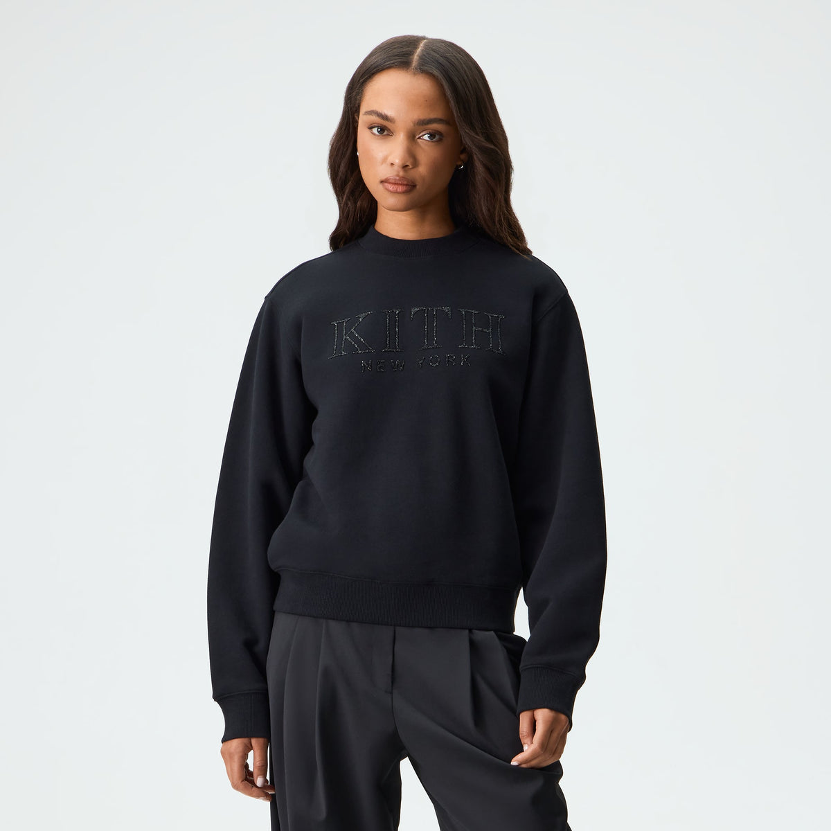 Kith Women Ashwin Crystal Serif Crewneck - Black