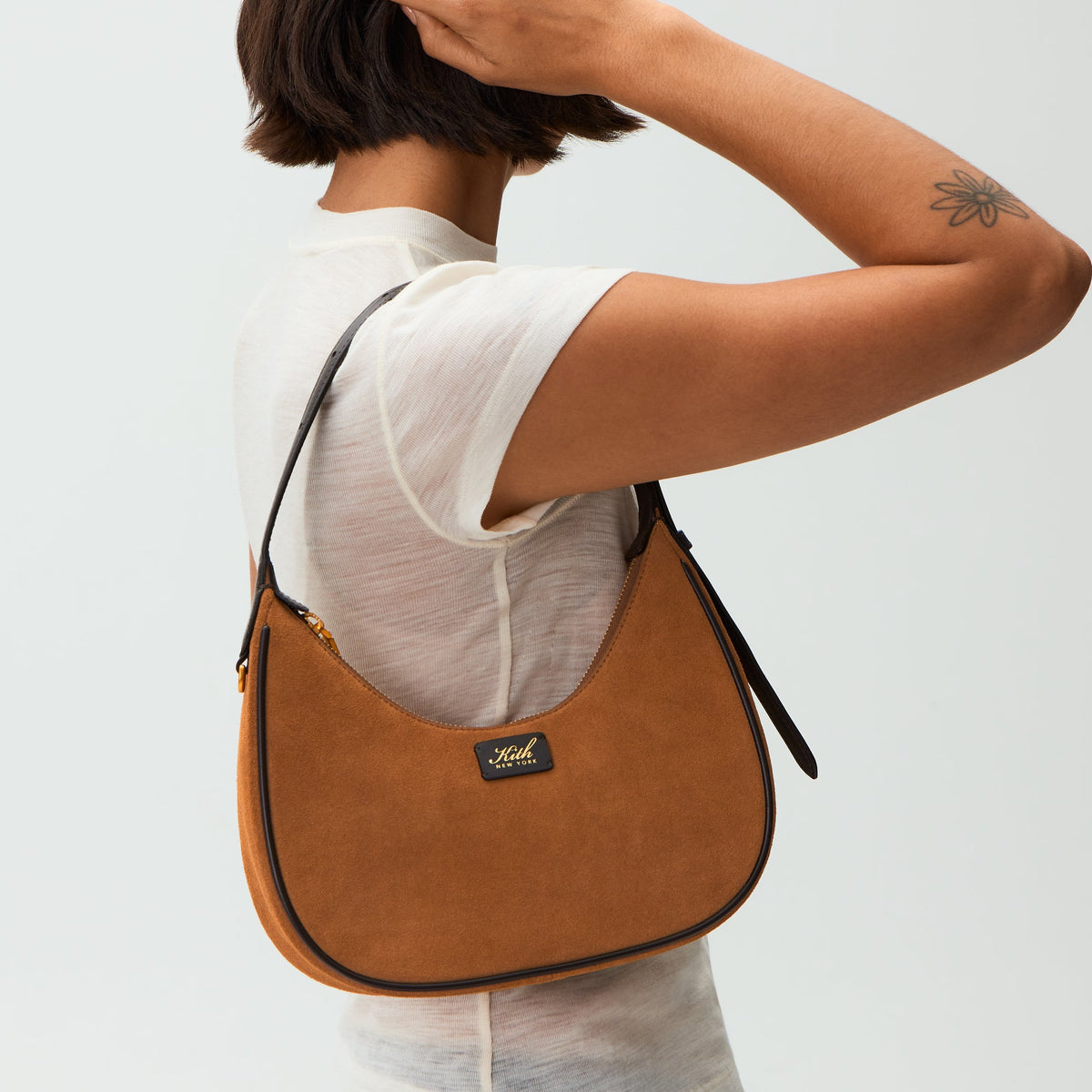 Kith Women Imana Suede Mix Crescent Shoulder Bag - Argil