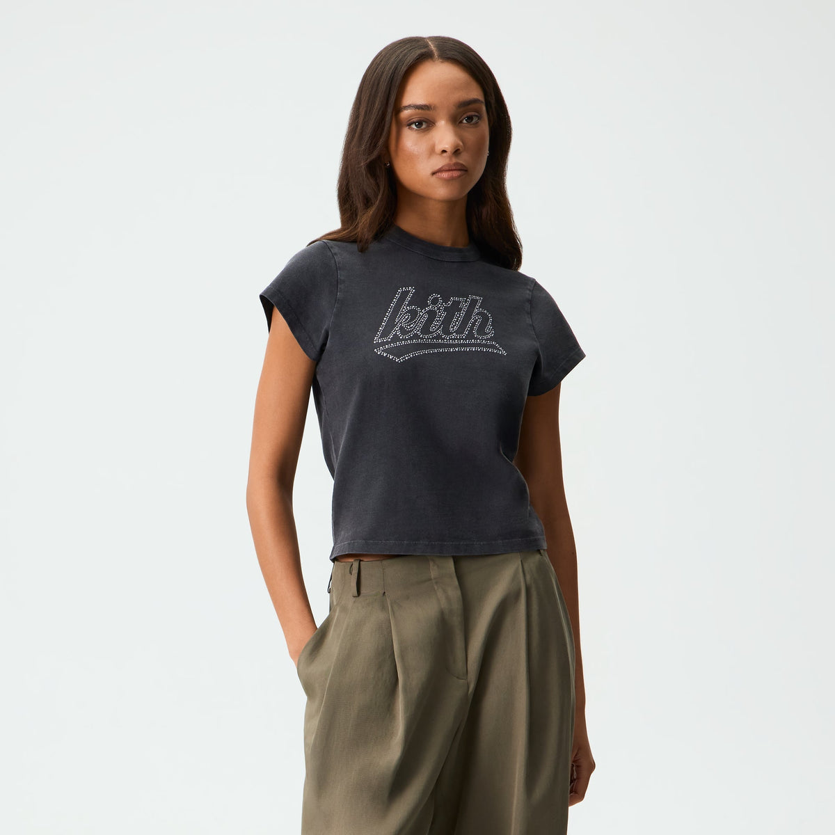 Kith Women Mulberry Vintage Studded Tee - Black - PH