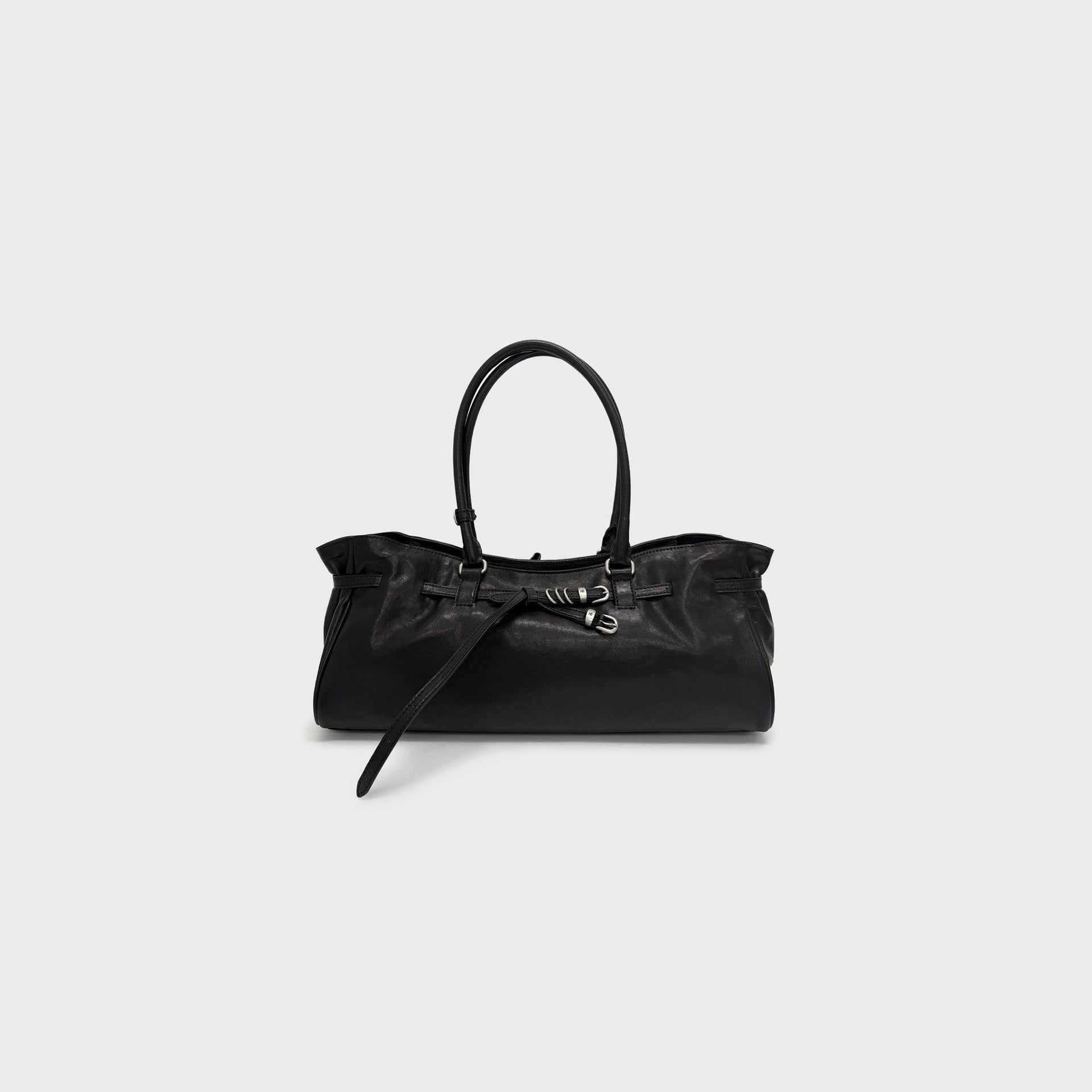 MARGESHERWOOD Soft Grandma Shoulder Bag - Black Pull Up