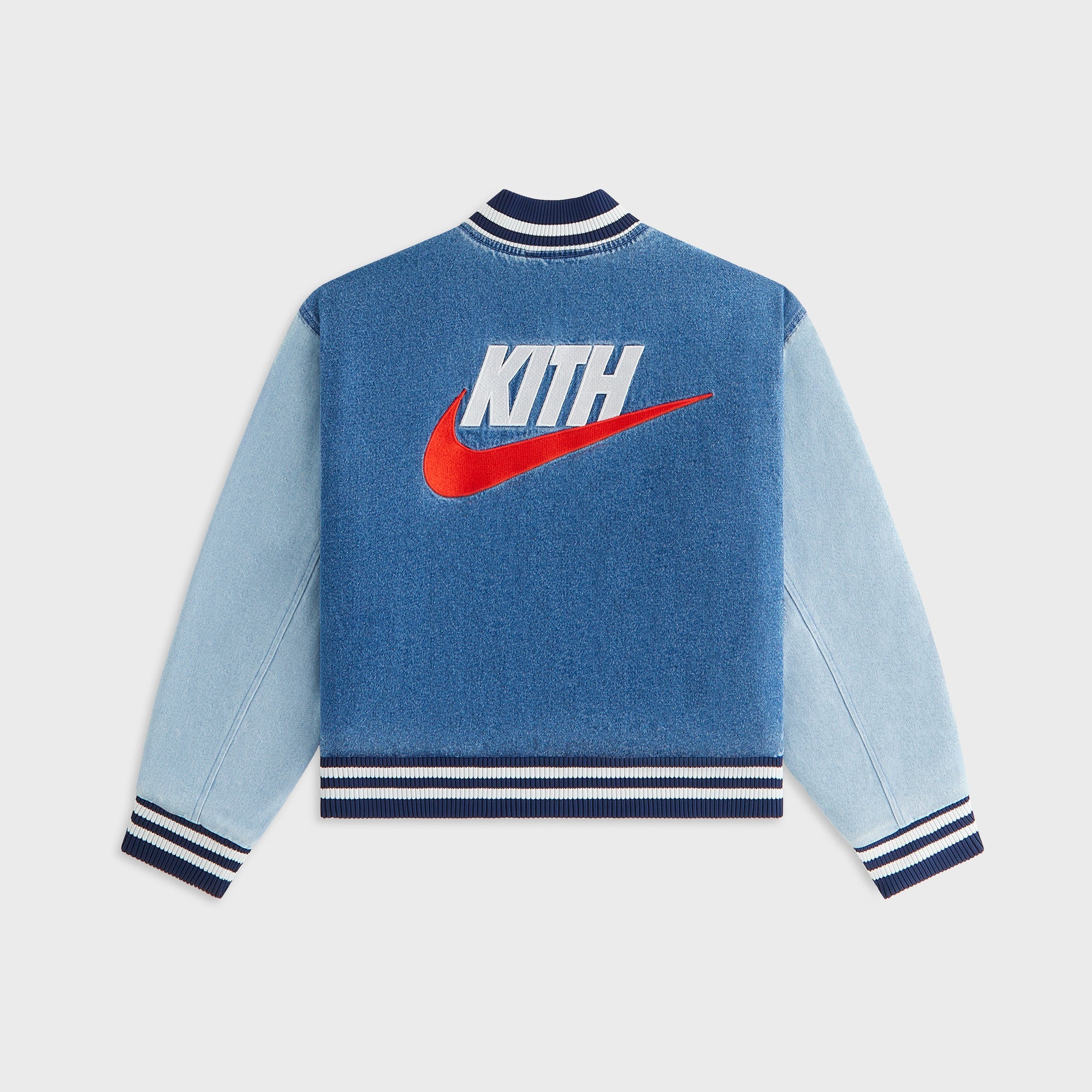 Kith Kids for Nike Denim Varsity Jacket - Mystic Navy – Kith UK