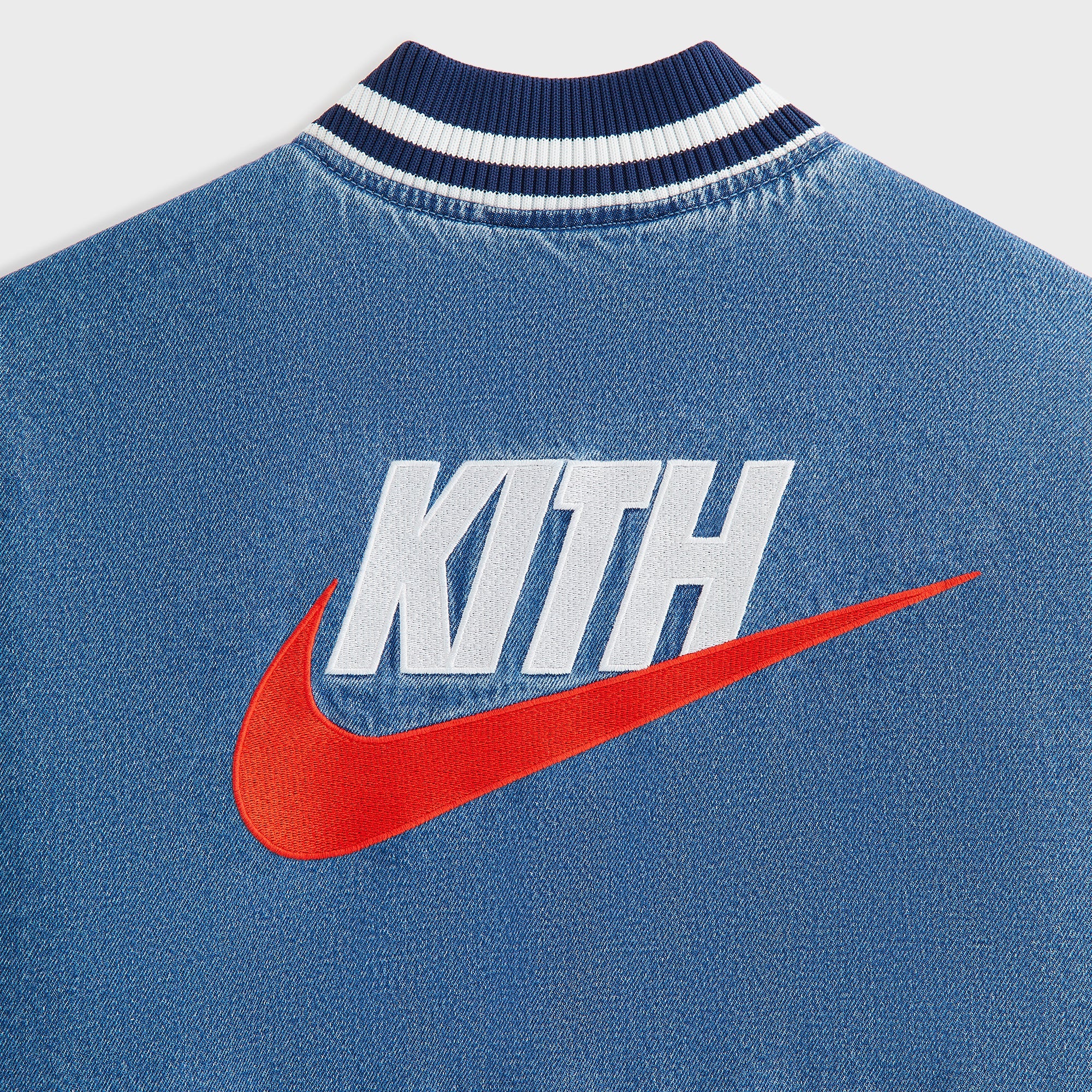 Kith Kids for Nike Denim Varsity Jacket - Mystic Navy – Kith UK