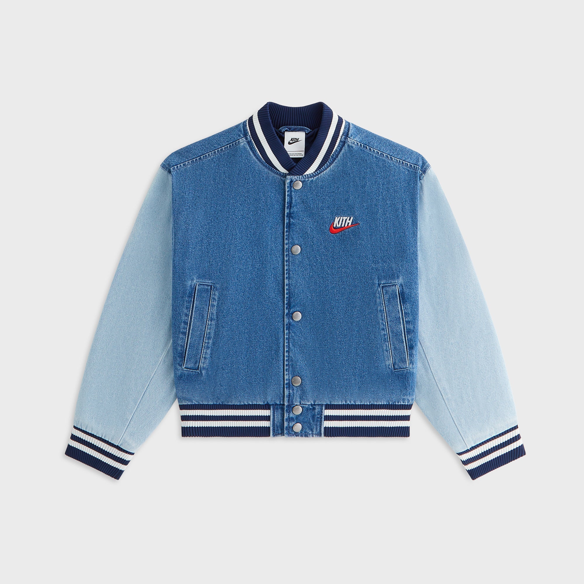Kith Kids for Nike Denim Varsity Jacket - Mystic Navy – Kith UK