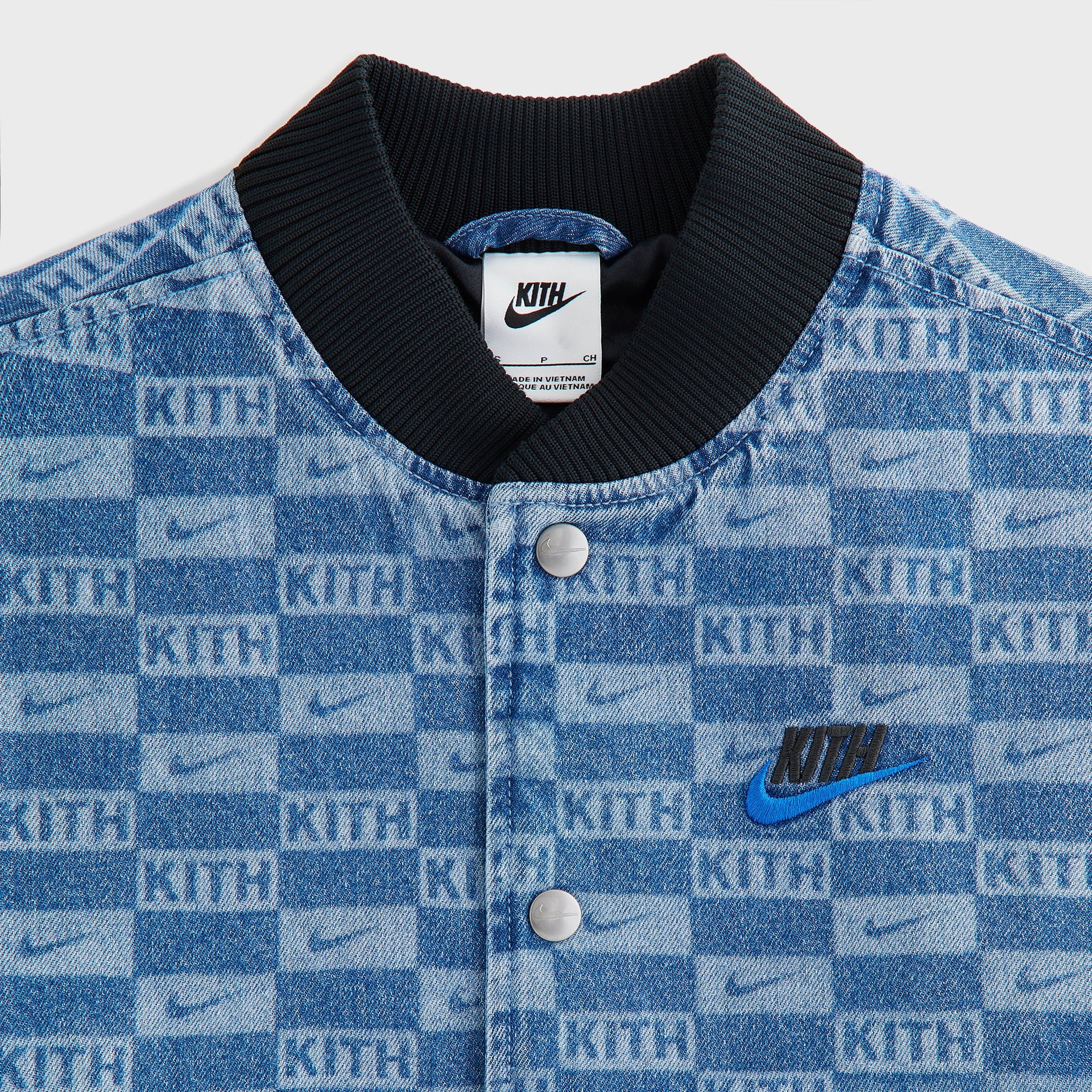 Kith Kids for Nike Denim Laser Etched Varsity Jacket - Mystic Navy