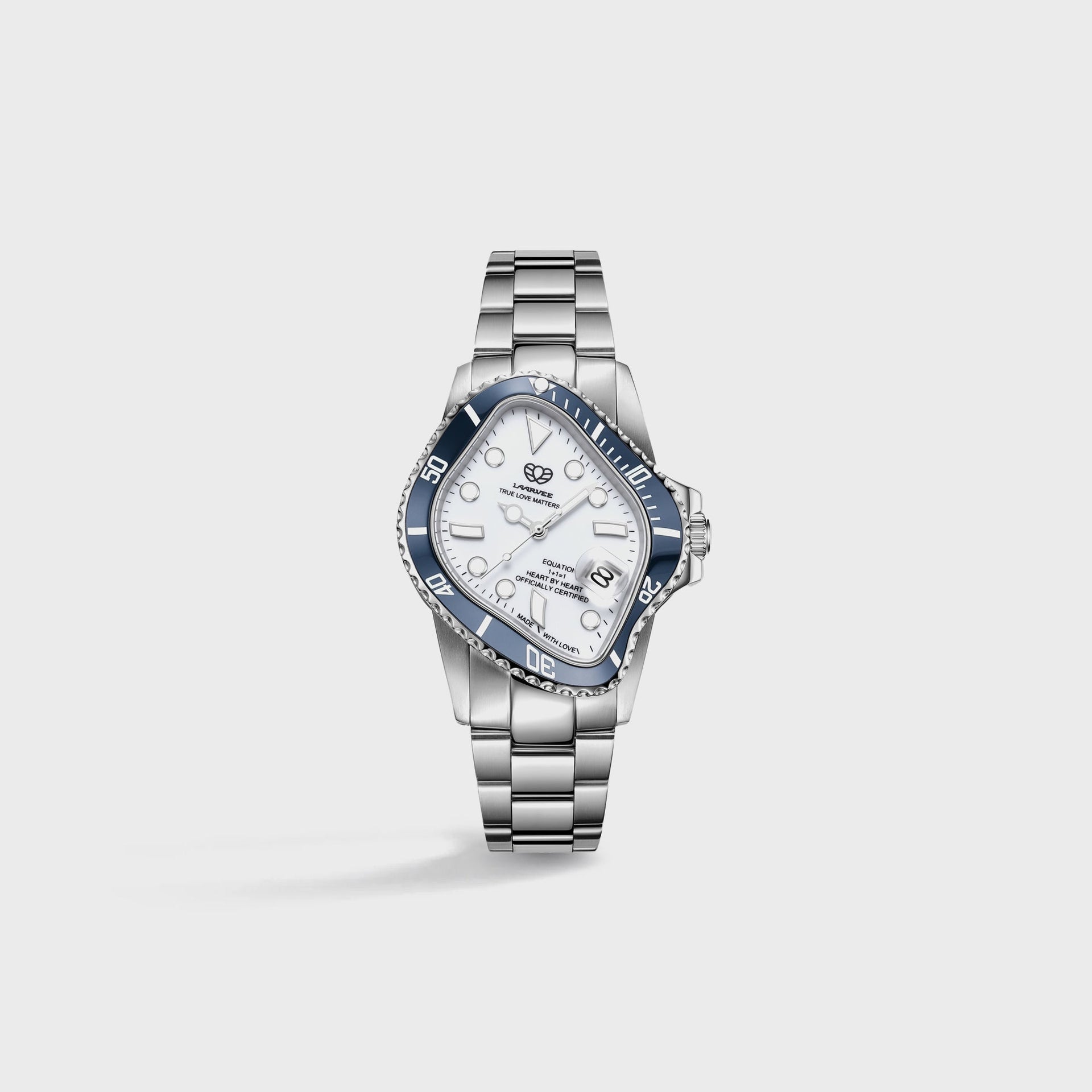 LAARVEE Silver Precision Steel - Navy Blue Ceramic Bezel / White Dial
