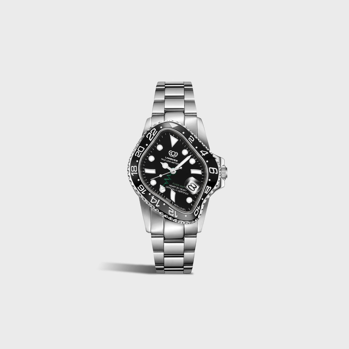 LAARVEE Silver Precision Steel - Black Bezel / Black Dial