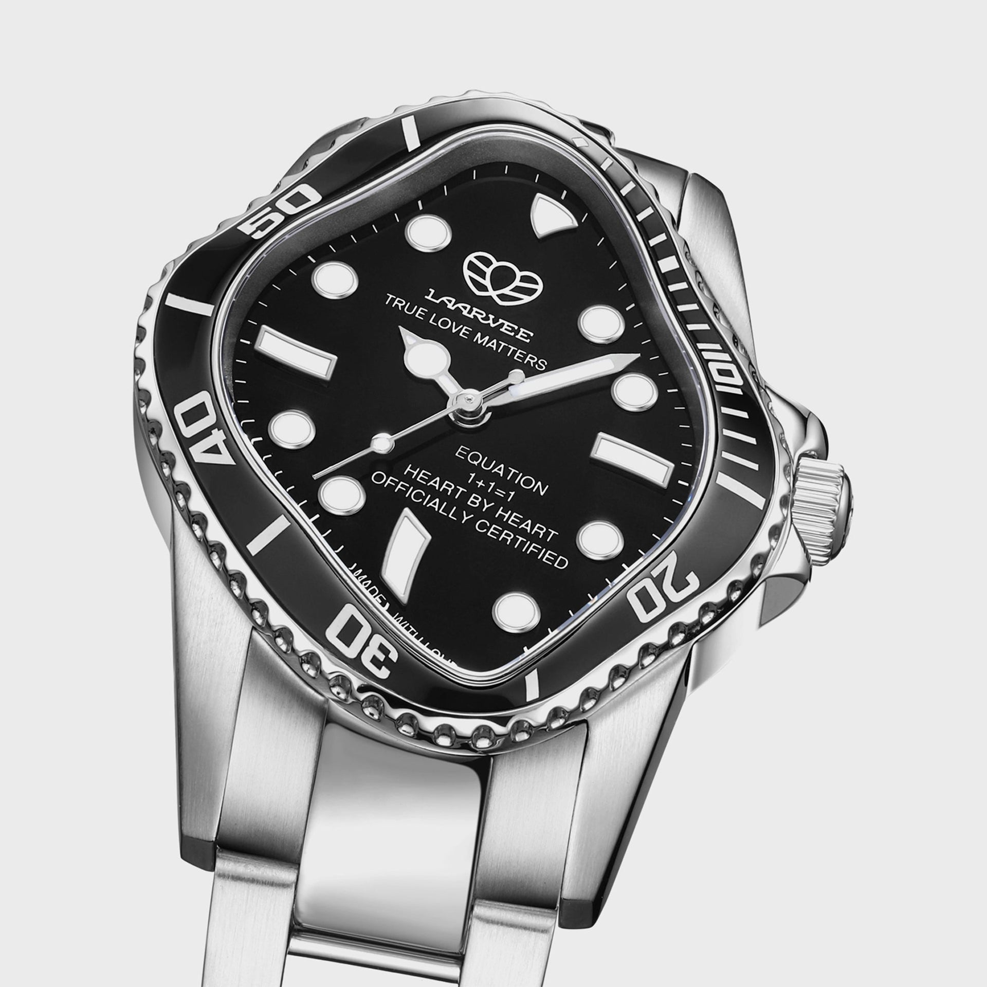 LAARVEE Silver Precision Steel - Black Ceramic Bezel / Black Dial